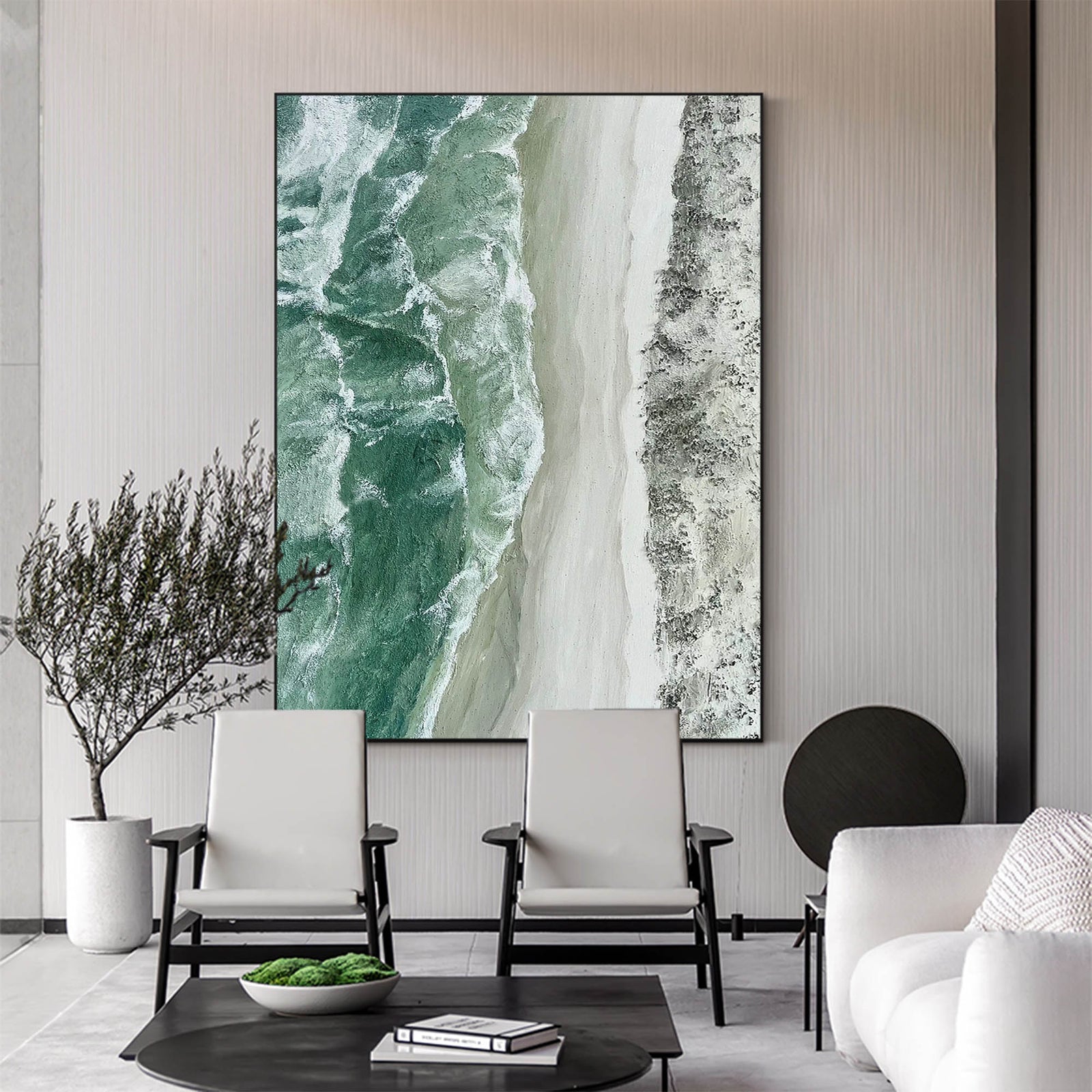 Extra Large Wall Art Abstract Blue Abstract Art beige Painting large Green Painting Blue Wall Art minimalist Painting,modern Textured Sea & Beach Painting 3D Oil Plaster Wall Art On Canvas