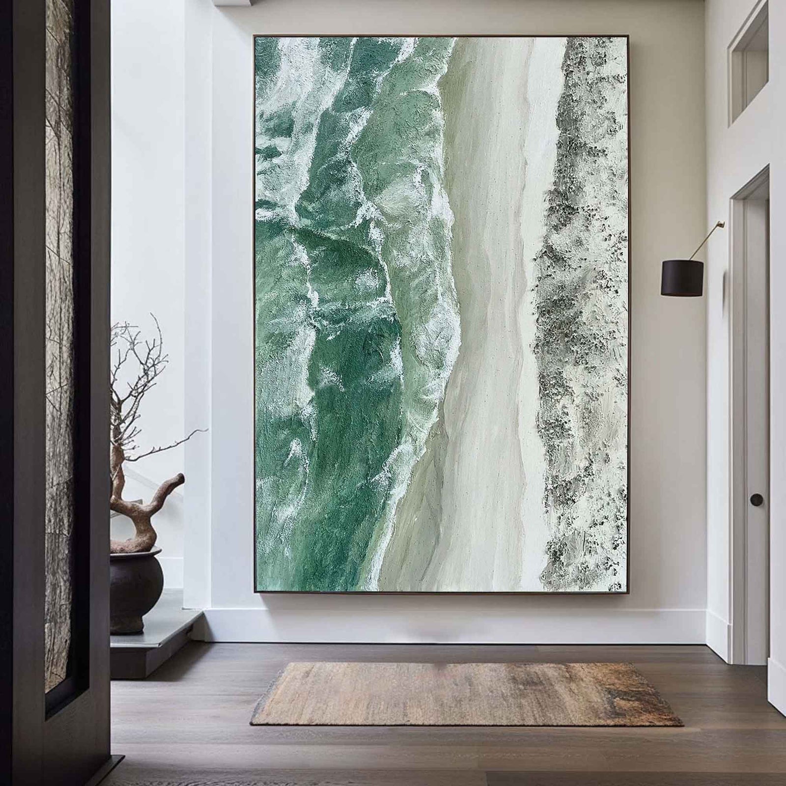 Extra Large Wall Art Abstract Blue Abstract Art beige Painting large Green Painting Blue Wall Art minimalist Painting,modern Textured Sea & Beach Painting 3D Oil Plaster Wall Art On Canvas