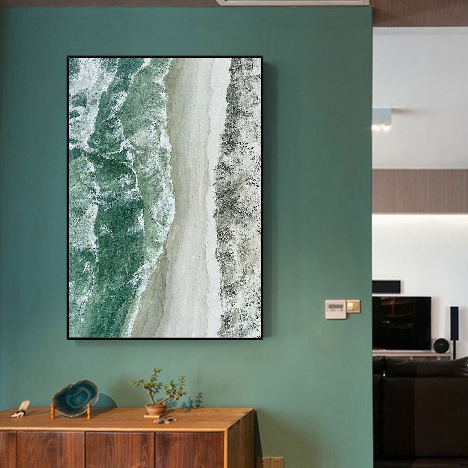 Extra Large Wall Art Abstract Blue Abstract Art beige Painting large Green Painting Blue Wall Art minimalist Painting,modern Textured Sea & Beach Painting 3D Oil Plaster Wall Art On Canvas