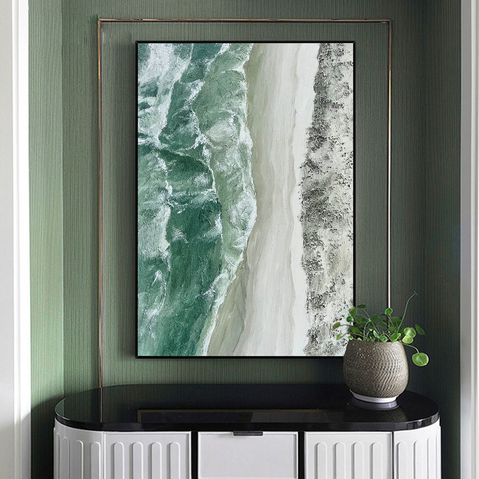 Extra Large Wall Art Abstract Blue Abstract Art beige Painting large Green Painting Blue Wall Art minimalist Painting,modern Textured Sea & Beach Painting 3D Oil Plaster Wall Art On Canvas