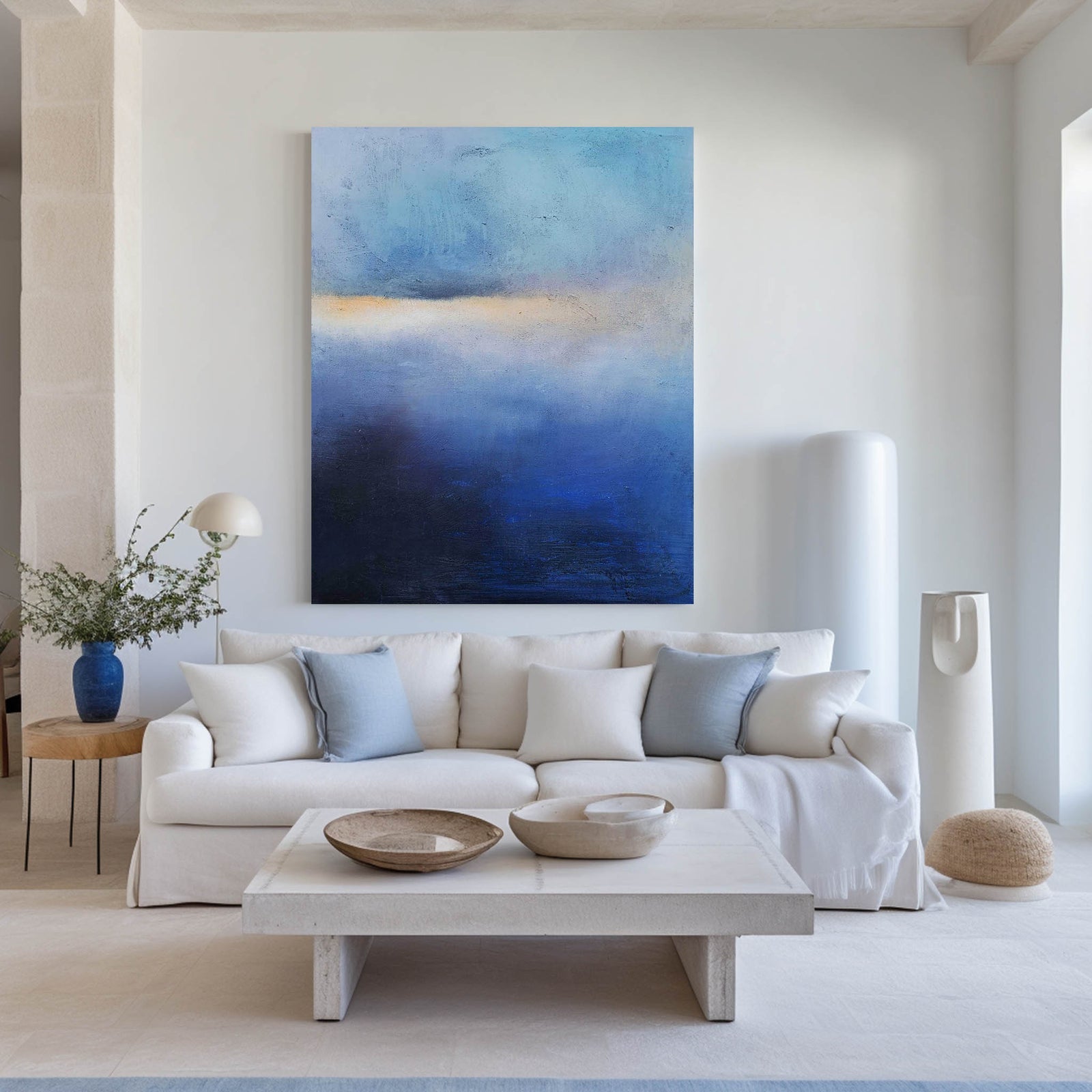 Extra Large Wall Art Abstract Blue Abstract Art beige Painting large Green Painting Blue Wall Art minimalist Painting,modern Textured Sea & Beach Painting 3D Oil Plaster Wall Art On Canvas