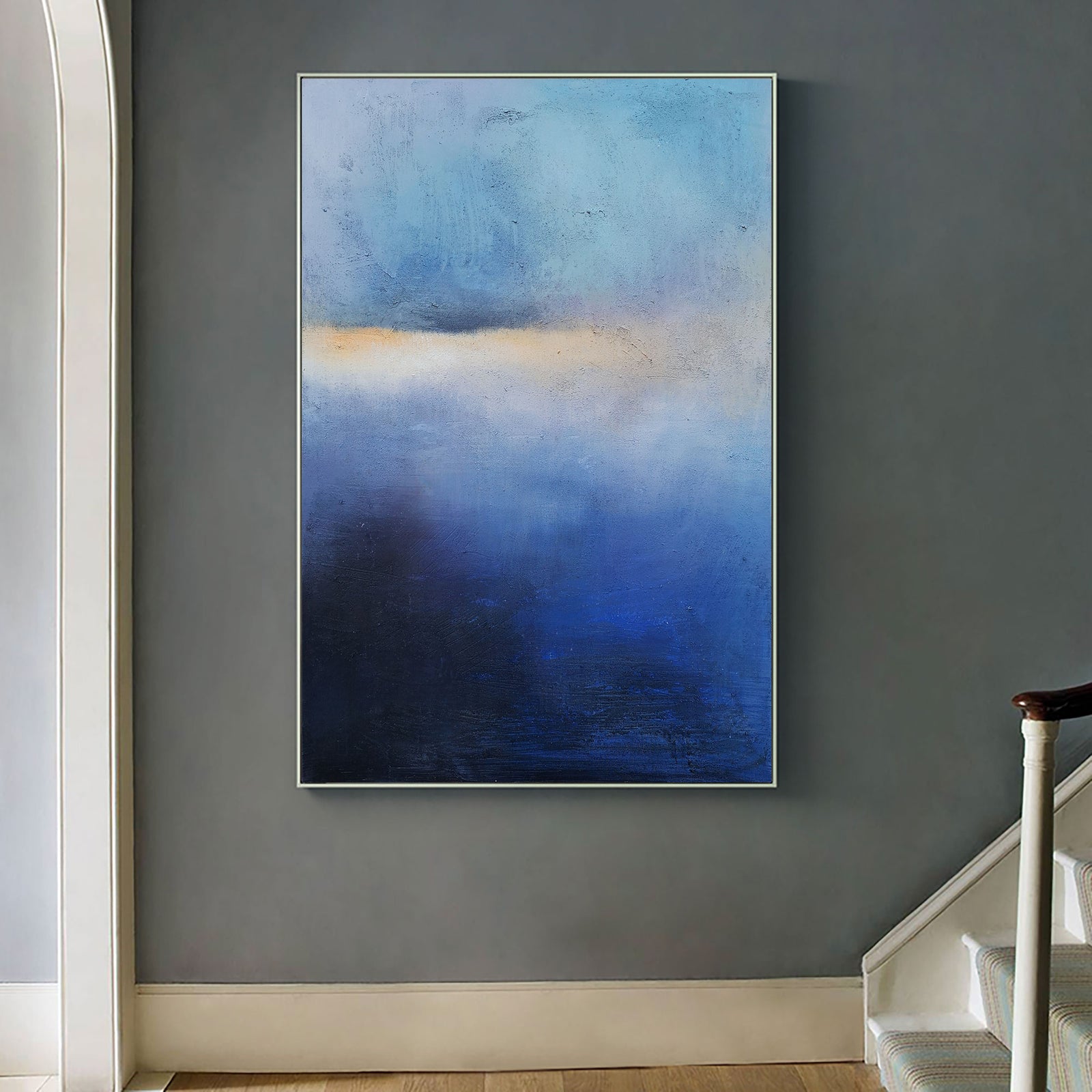 Extra Large Wall Art Abstract Blue Abstract Art beige Painting large Green Painting Blue Wall Art minimalist Painting,modern Textured Sea & Beach Painting 3D Oil Plaster Wall Art On Canvas