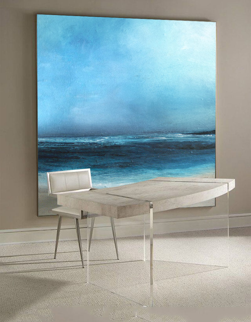 Blue Texture Painting Minimalist 3D Oil Plaster Wall Art On Canvas Earth Texture Home Decor Minimalist Wall Decor Minimalist Texture Art Porch Wall Decor