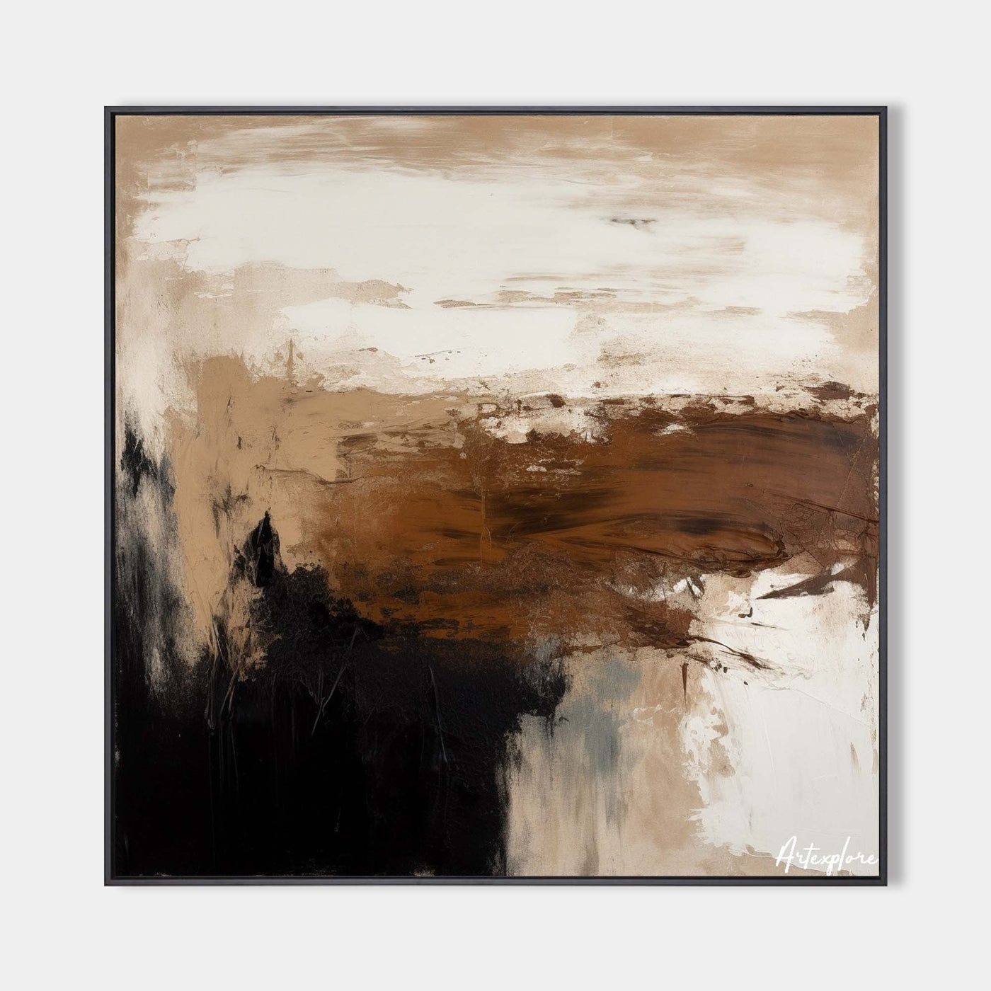 Wabi-sabi Wall Art Brown Textured Art Minimalist Wall Art Pure Brown Minimalist Art Black Brown 3D Oil Textured Painting Pure Plaster Oil Wall Art On Canvas