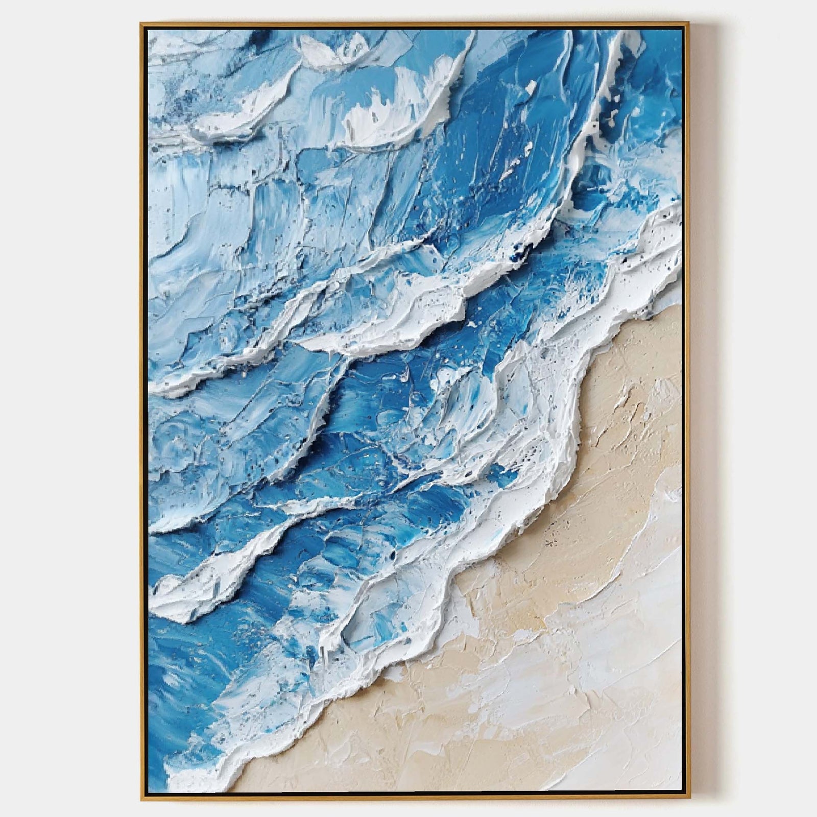 Extra Large Wall Art Abstract Blue Abstract Art beige Painting large Blue Painting Blue Wall Art minimalist Painting,modern Textured Sea & Beach Painting 3D Oil Plaster Wall Art On Canvas