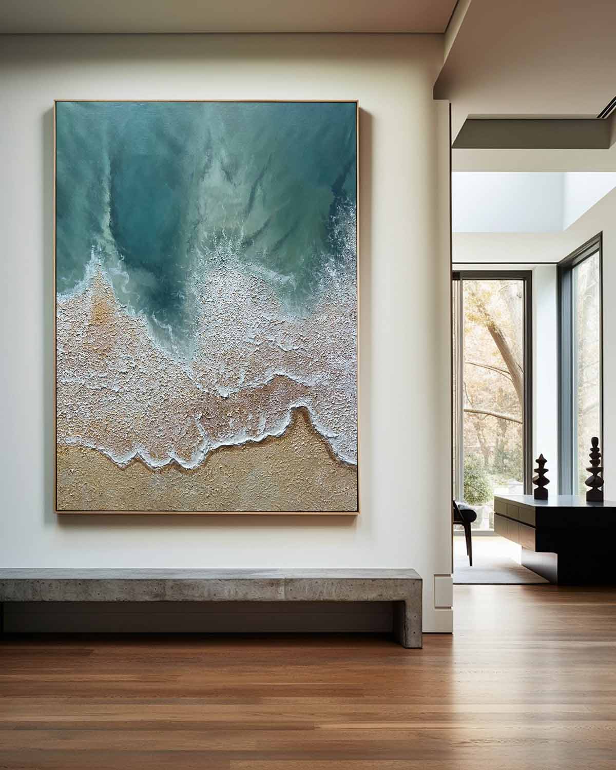 Extra Large Wall Art Abstract Green Abstract Art beige Painting large Green Painting Green Wall Art minimalist Painting,modern Textured Sea & Beach Painting 3D Oil Plaster Wall Art On Canvas