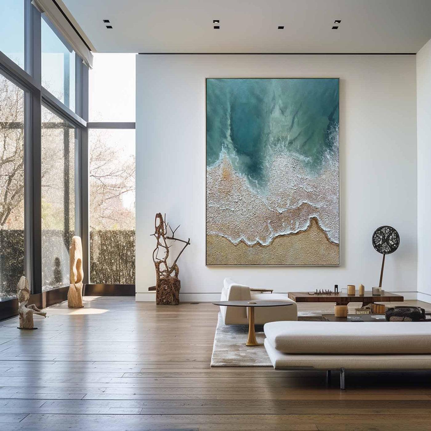 Extra Large Wall Art Abstract Green Abstract Art beige Painting large Green Painting Green Wall Art minimalist Painting,modern Textured Sea & Beach Painting 3D Oil Plaster Wall Art On Canvas