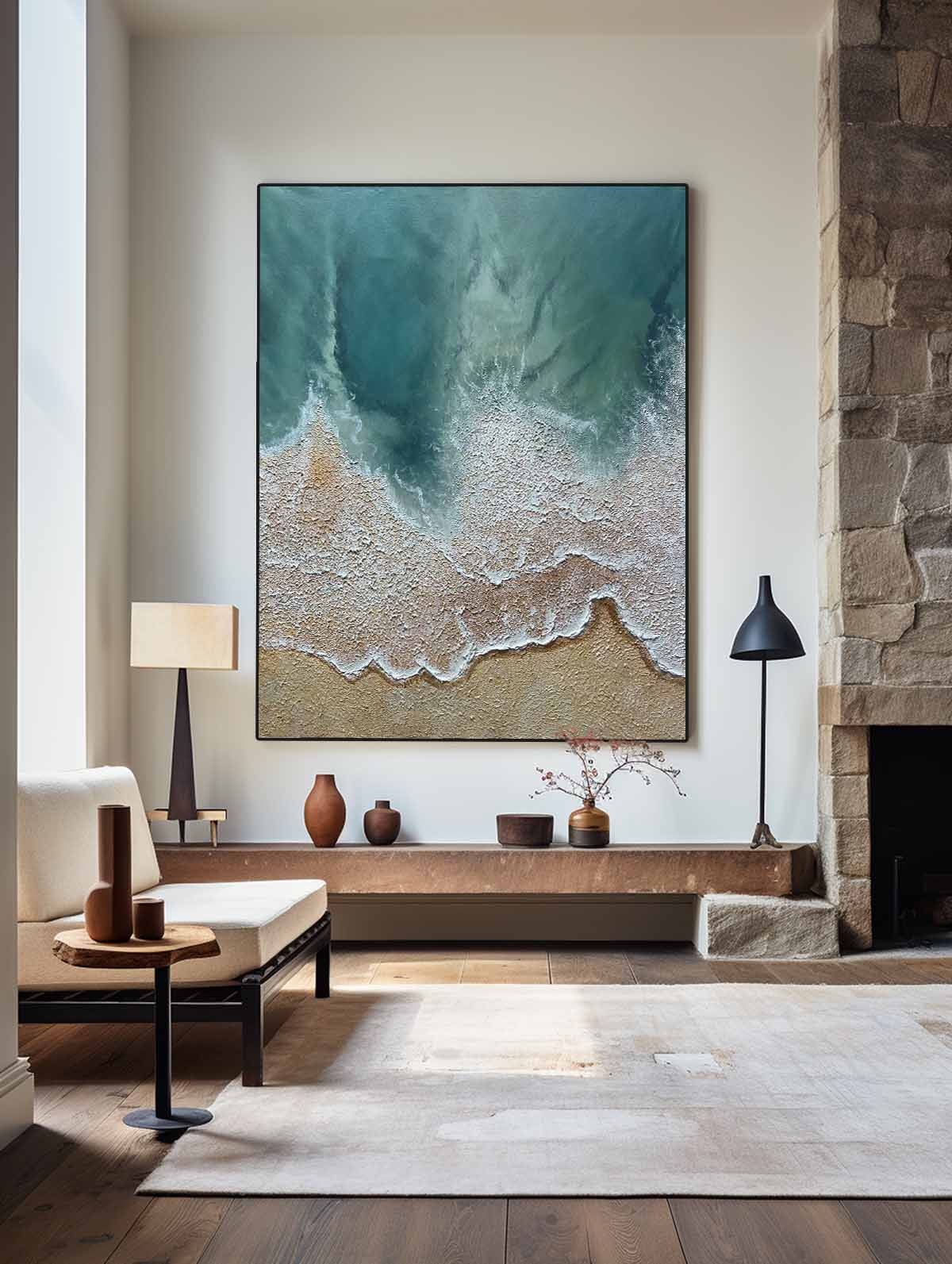 Extra Large Wall Art Abstract Green Abstract Art beige Painting large Green Painting Green Wall Art minimalist Painting,modern Textured Sea & Beach Painting 3D Oil Plaster Wall Art On Canvas