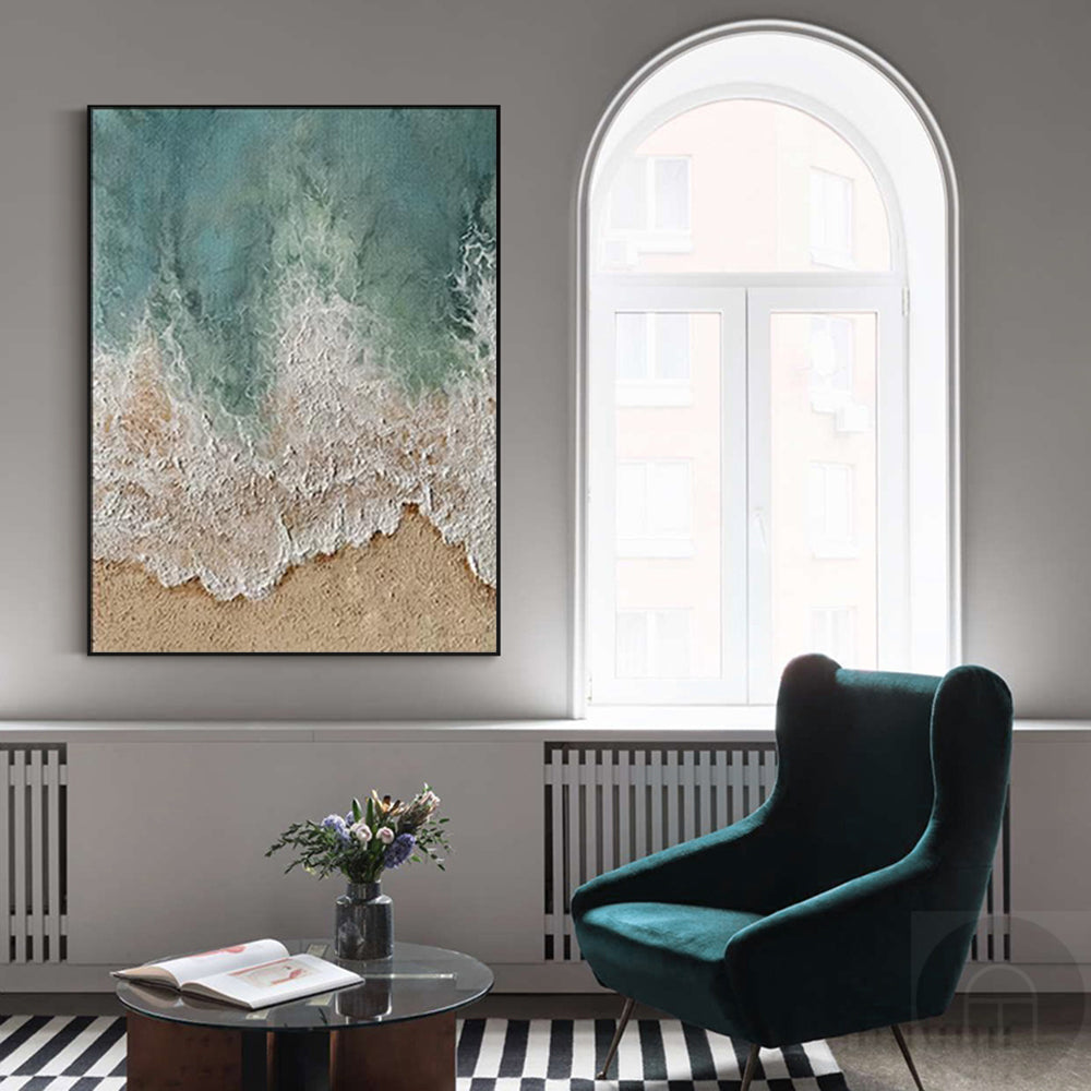 Extra Large Wall Art Abstract Green Abstract Art beige Painting large Green Painting Green Wall Art minimalist Painting,modern Textured Sea & Beach Painting 3D Oil Plaster Wall Art On Canvas