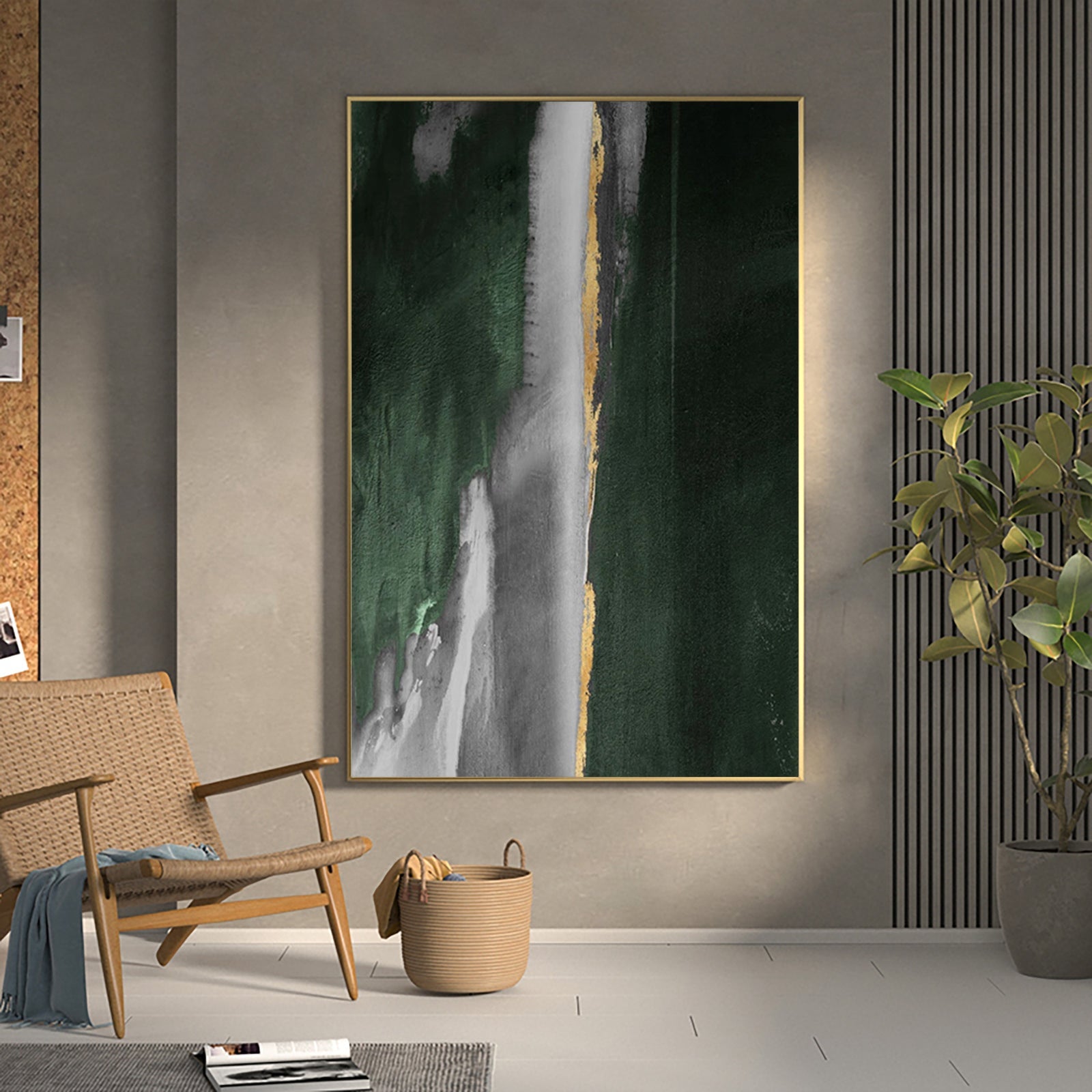 Large Green Abstract Painting Green Painting Texture Painting GreenMinimalist Painting Minimalist Art Green Wall Art Mid Century Modern Art