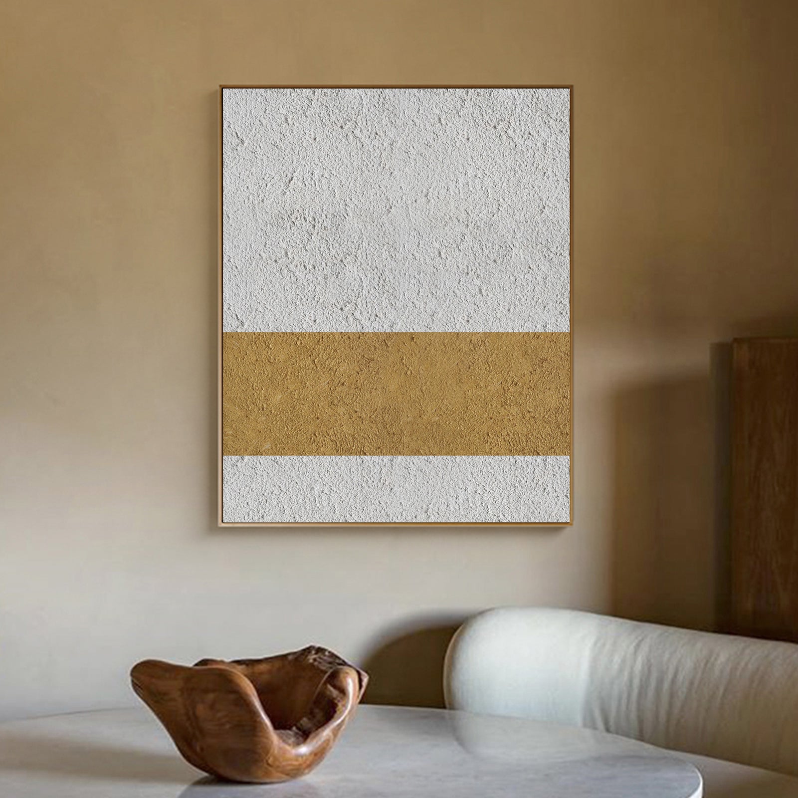 White Minimalist Art Wabi-sabi Wall Art Beige Minimalist Wall Art Pure Beige Wall Decor Beige Texture Painting Beige Plaster 3D Oil Wall Art On Canvas