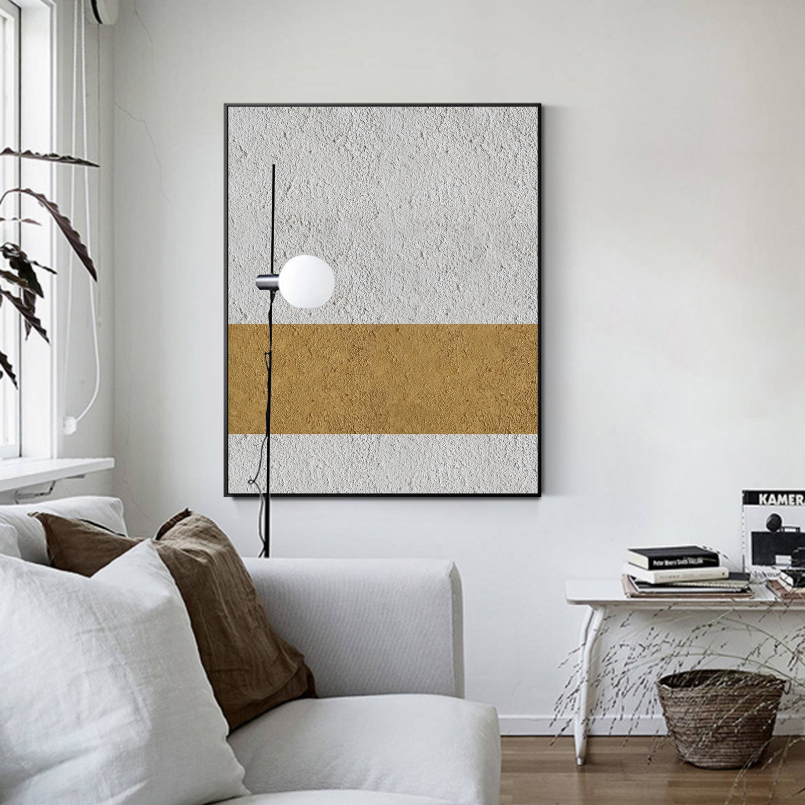 White Minimalist Art Wabi-sabi Wall Art Beige Minimalist Wall Art Pure Beige Wall Decor Beige Texture Painting Beige Plaster 3D Oil Wall Art On Canvas