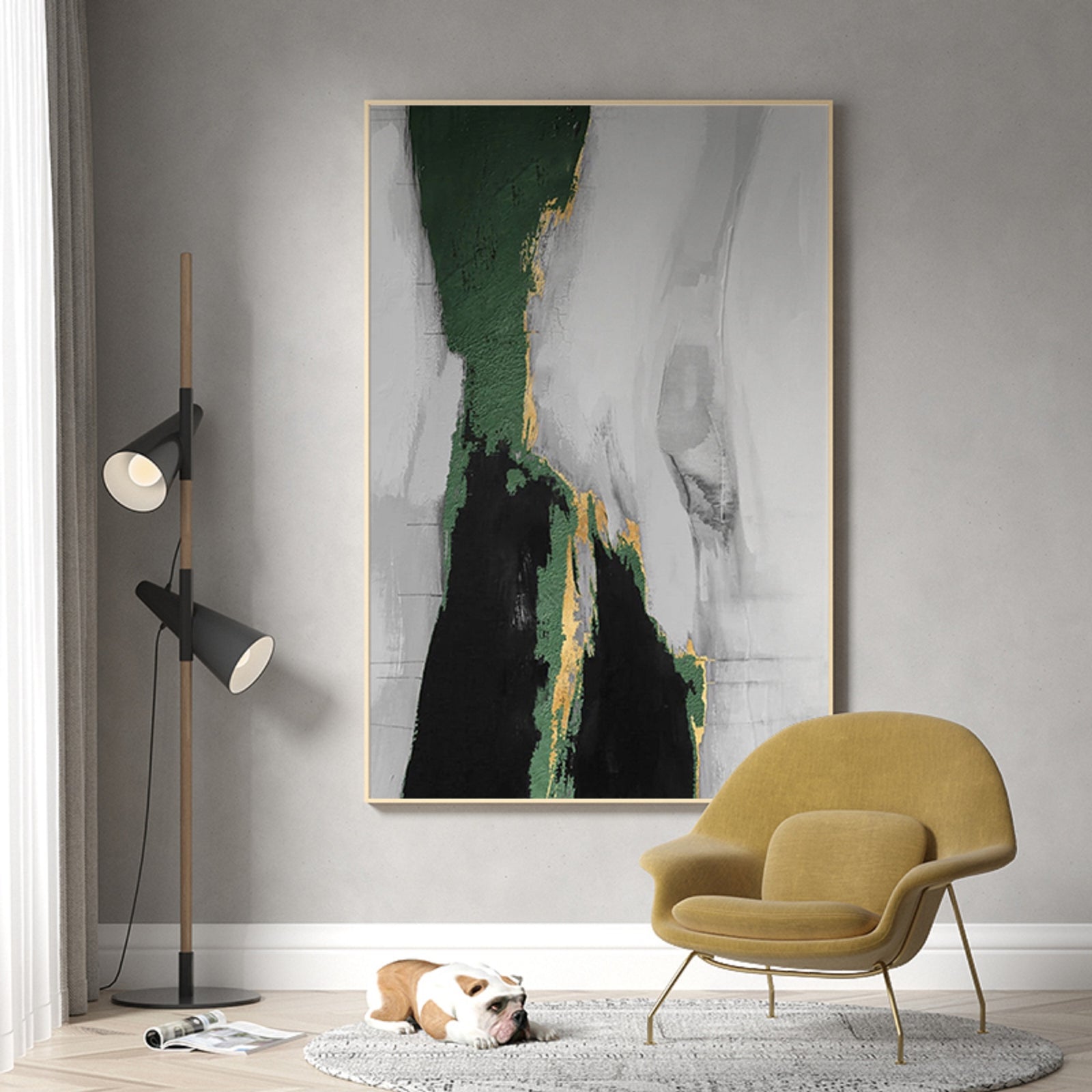 Large Green Abstract Painting Green Painting Texture Painting GreenMinimalist Painting Minimalist Art Green Wall Art Mid Century Modern Art