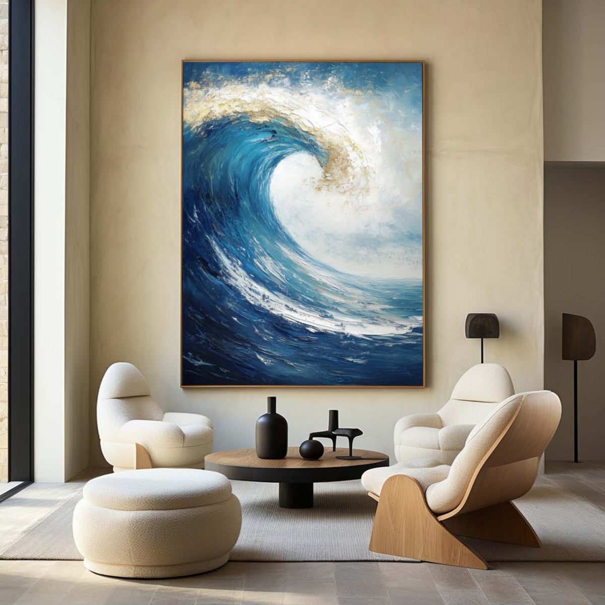 Extra Large Wall Art Abstract Blue Abstract Art beige Painting large Blue Painting Blue Wall Art minimalist Painting,modern Textured Sea & Beach Painting 3D Oil Plaster Wall Art On Canvas