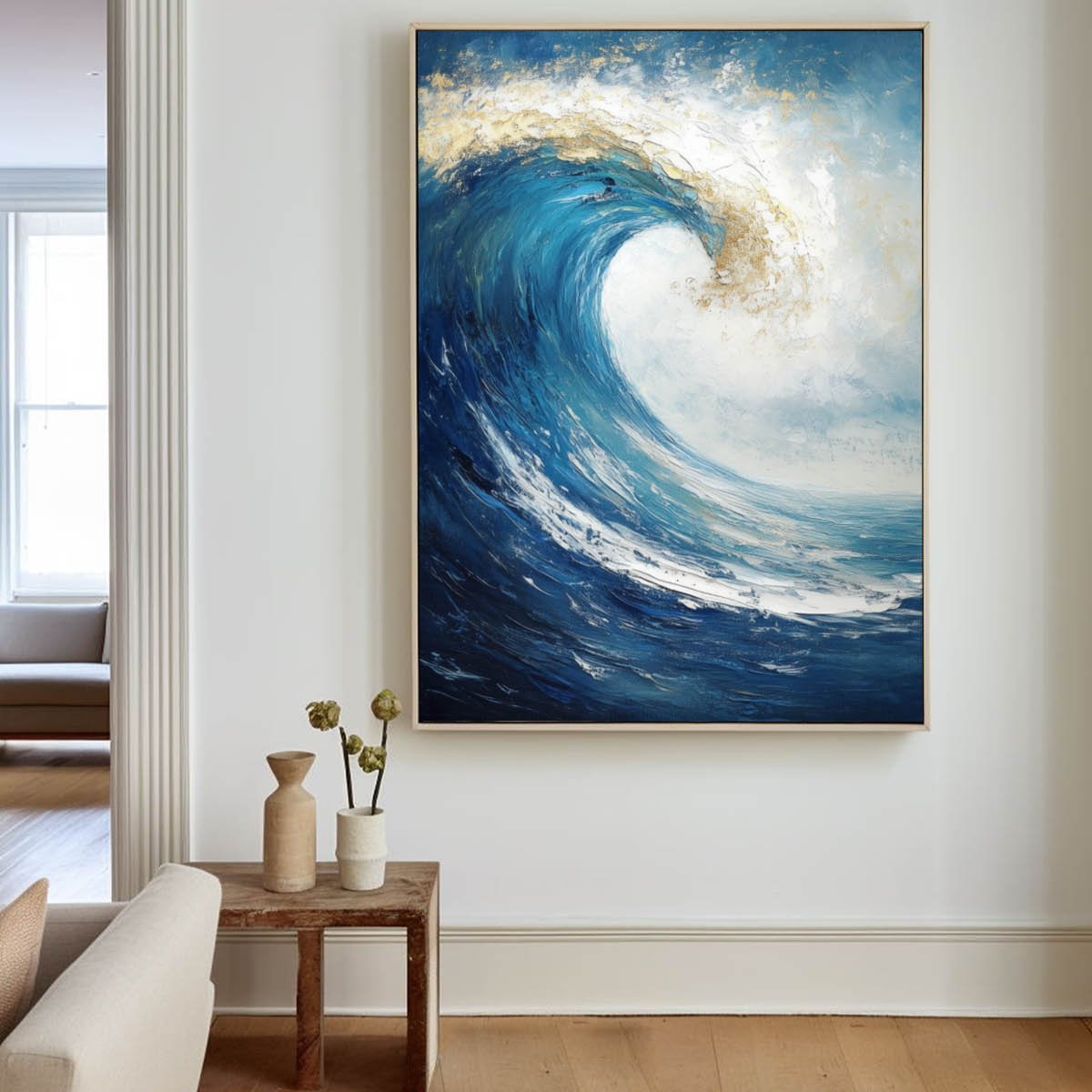 Extra Large Wall Art Abstract Blue Abstract Art beige Painting large Blue Painting Blue Wall Art minimalist Painting,modern Textured Sea & Beach Painting 3D Oil Plaster Wall Art On Canvas