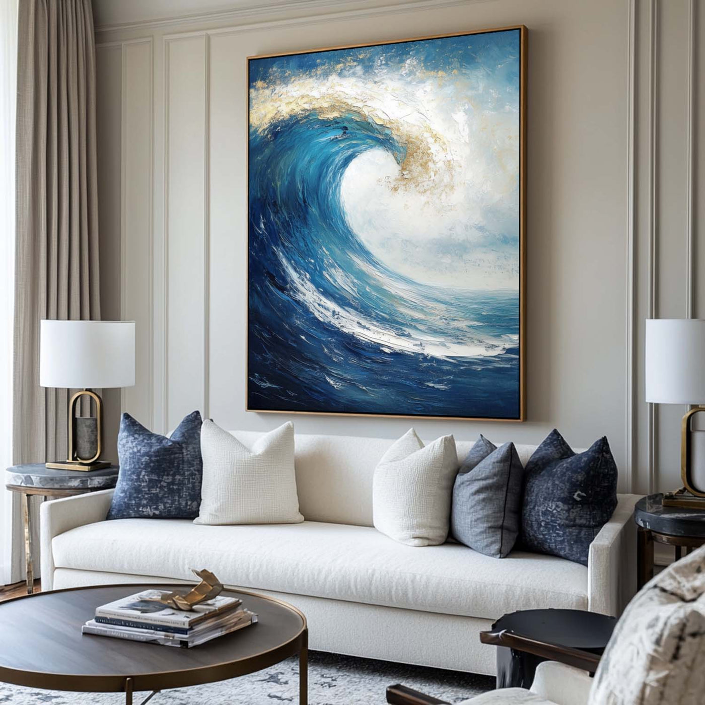 Extra Large Wall Art Abstract Blue Abstract Art beige Painting large Blue Painting Blue Wall Art minimalist Painting,modern Textured Sea & Beach Painting 3D Oil Plaster Wall Art On Canvas