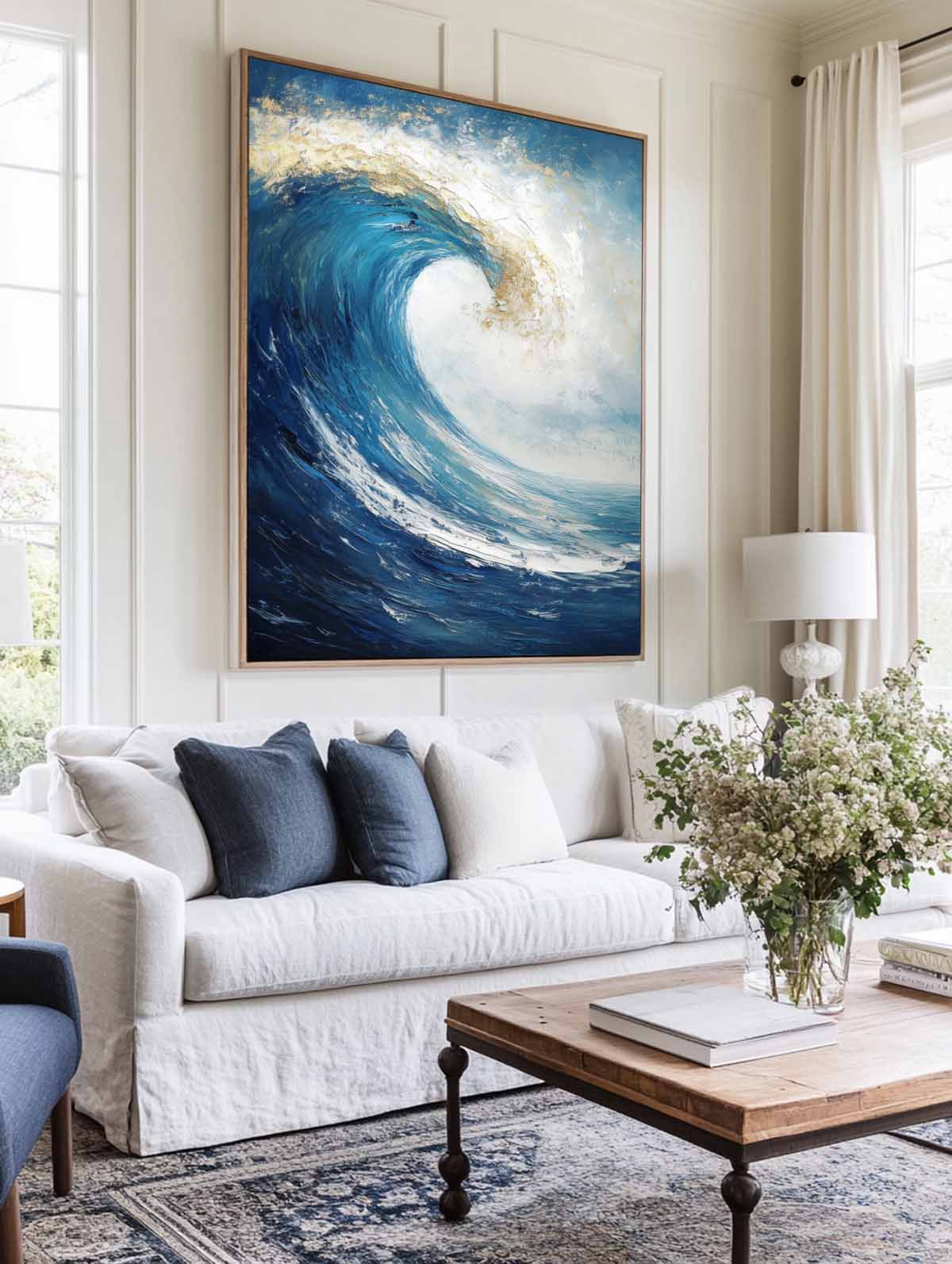 Extra Large Wall Art Abstract Blue Abstract Art beige Painting large Blue Painting Blue Wall Art minimalist Painting,modern Textured Sea & Beach Painting 3D Oil Plaster Wall Art On Canvas