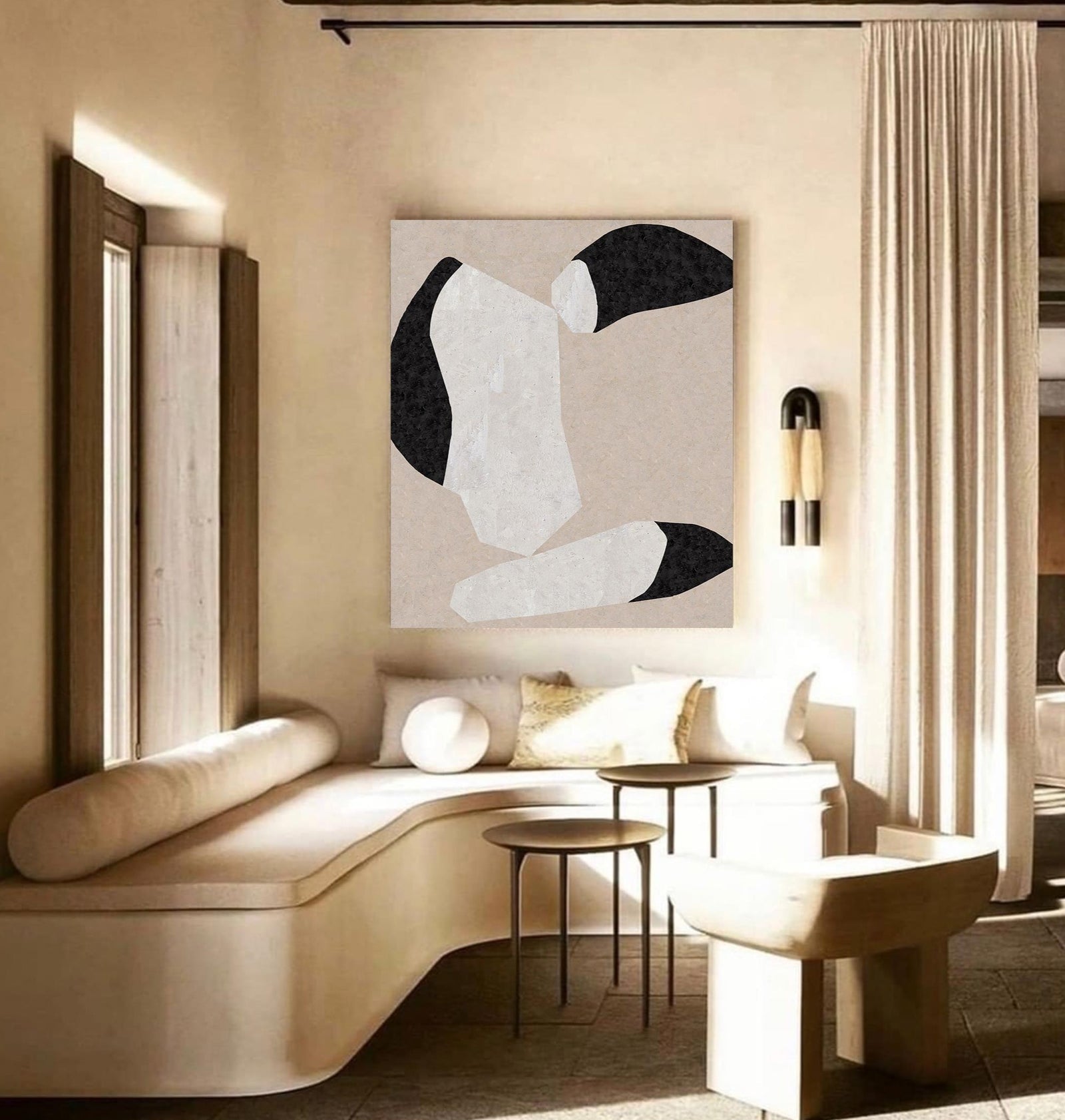 Large Beige Abstract Painting Beige Painting Texture Painting Brown Minimalist Plaster Painting Minimalist Art Beige Wall Art Mid Century Modern Wall Art