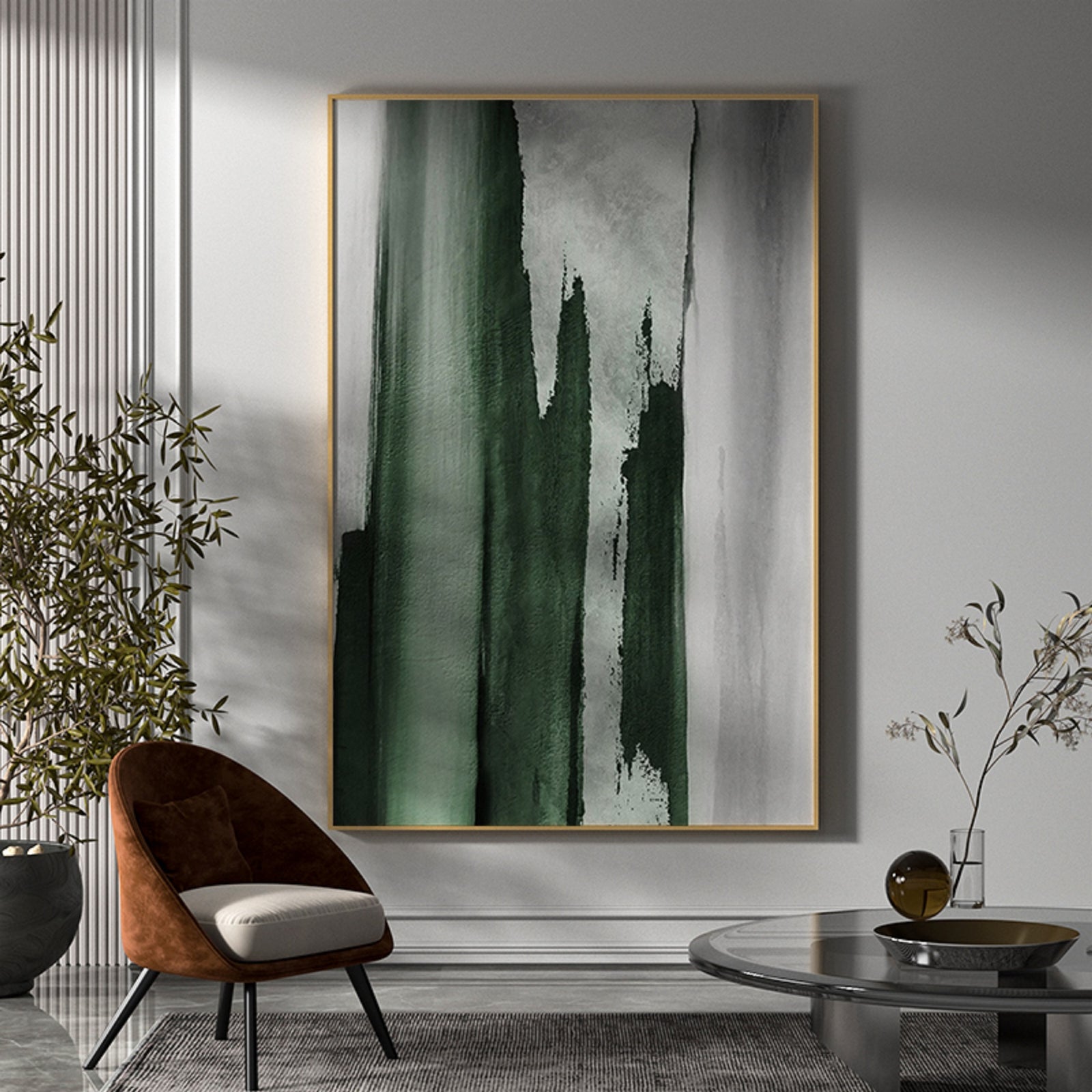 Large Green Abstract Painting Green Painting Texture Painting Green Minimalist Painting Minimalist Art Green 3D Plaster Wall Art On Canvas Mid Century Modern Art