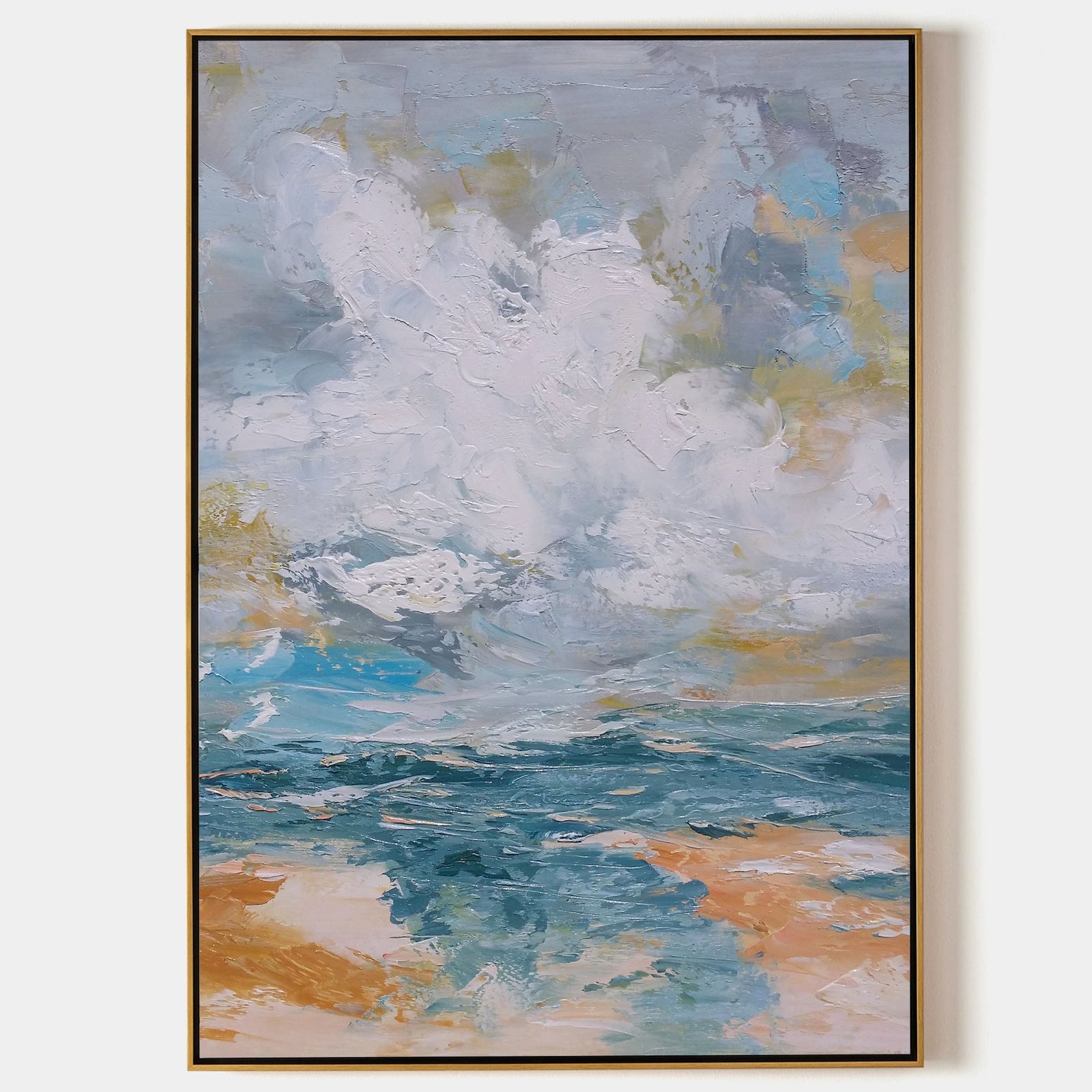 Extra Large Wall Art Abstract Blue Abstract Art beige Painting large Blue Painting Blue Wall Art minimalist Painting,modern Textured Sea & Beach Painting 3D Oil Plaster Wall Art On Canvas