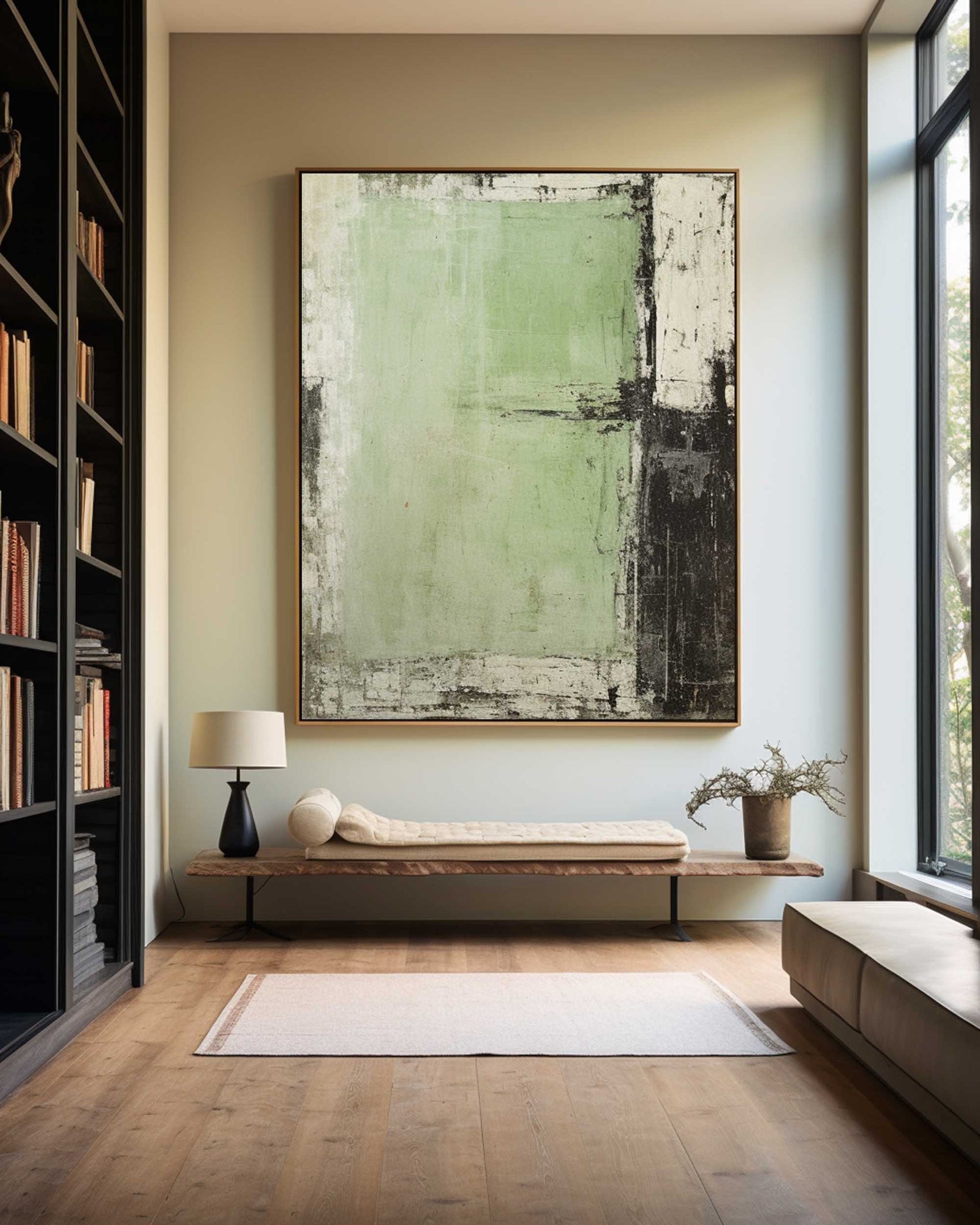 Large Green Abstract Painting Green Painting Texture Painting GreenMinimalist Painting Minimalist Art Green Wall Art Mid Century Modern Art