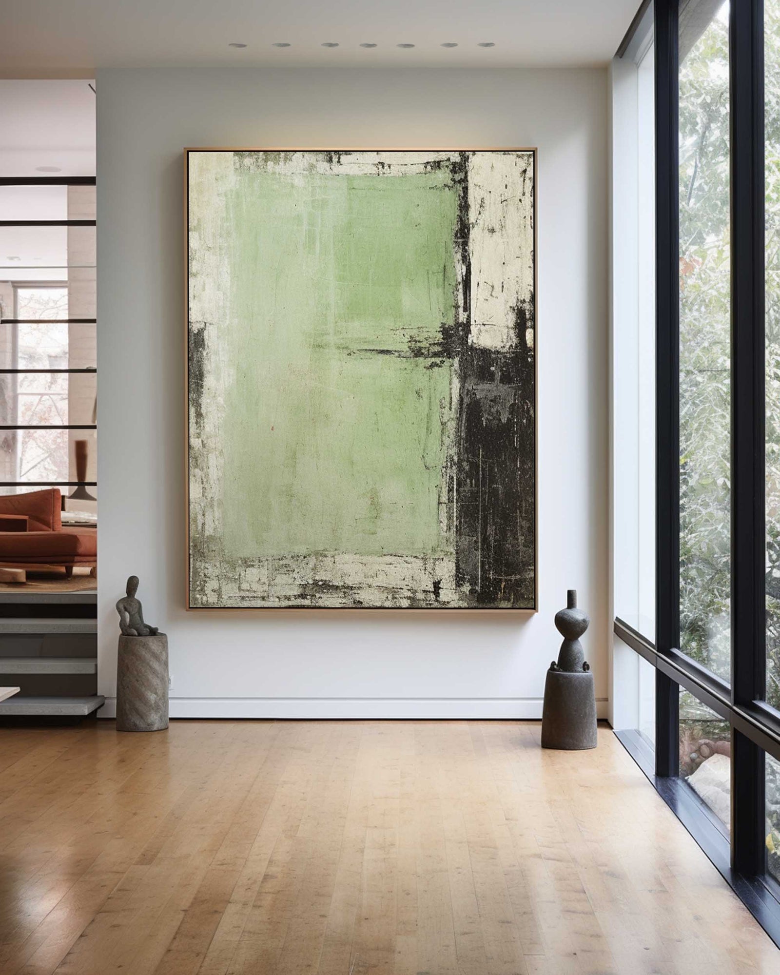 Large Green Abstract Painting Green Painting Texture Painting GreenMinimalist Painting Minimalist Art Green Wall Art Mid Century Modern Art