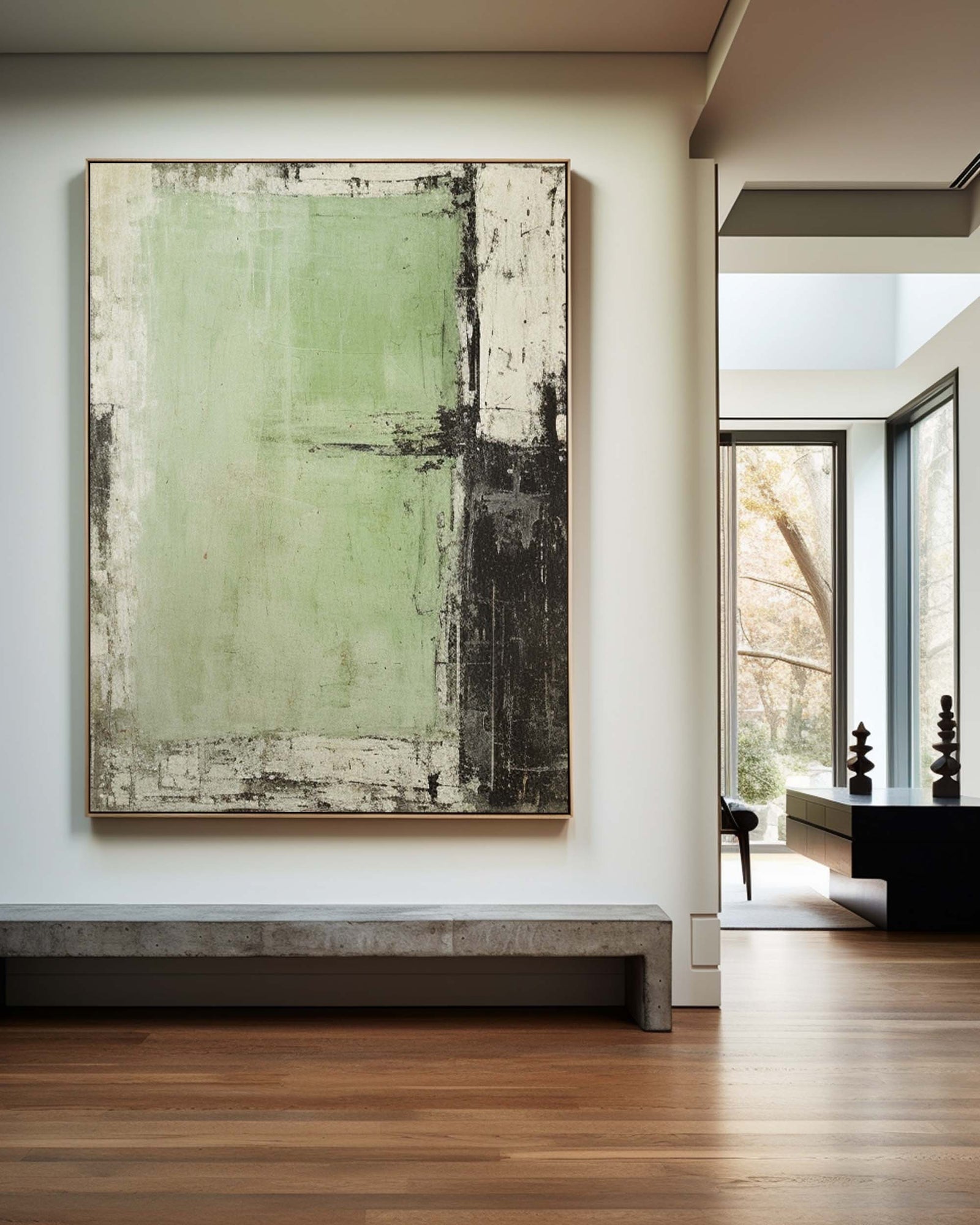 Large Green Abstract Painting Green Painting Texture Painting GreenMinimalist Painting Minimalist Art Green Wall Art Mid Century Modern Art