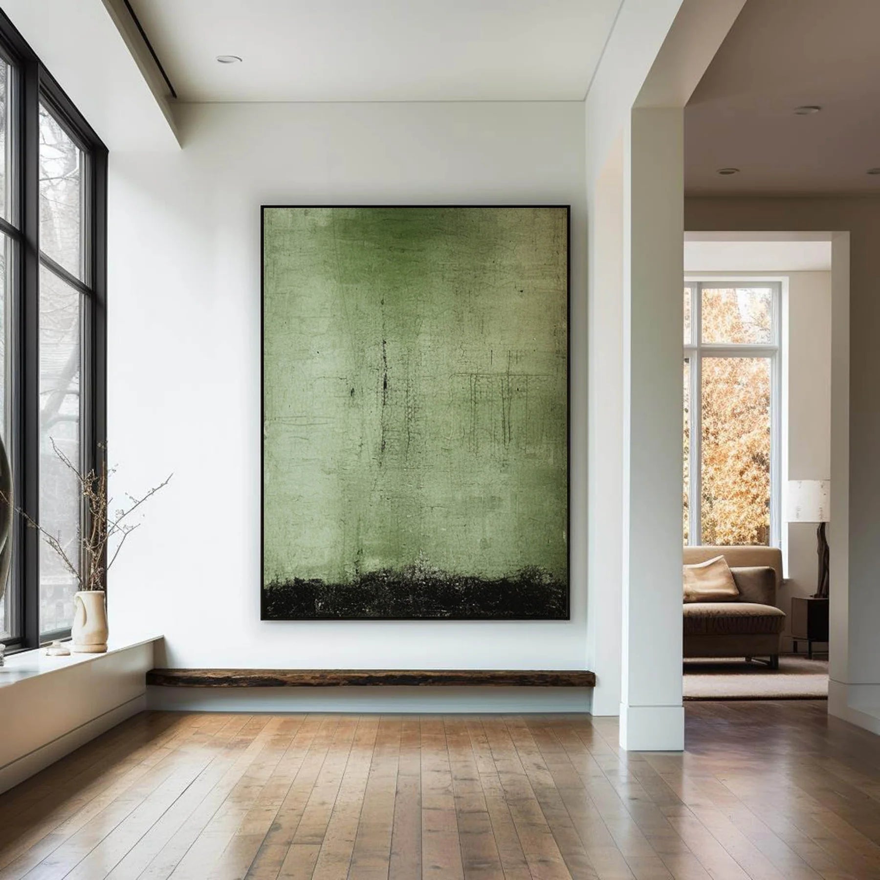 Large Green Abstract Painting Green Painting Texture Painting GreenMinimalist Painting Minimalist Art Green Wall Art Mid Century Modern Art