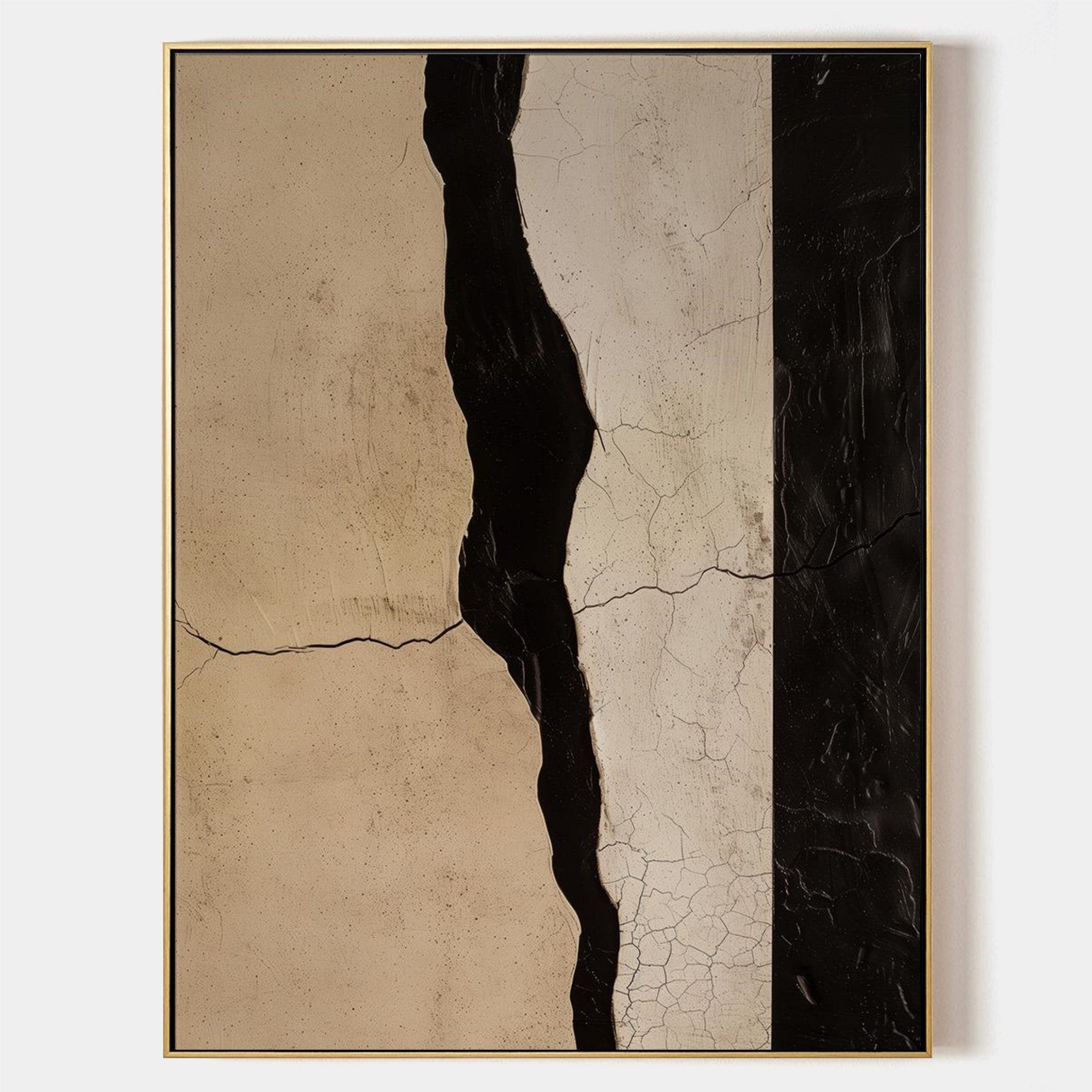 Wabi-sabi Art Brown Minimalist Plaster Art Black Abstract Texture Painting Beige Wall Decor Plaster Texture Wall Art Minimalist Art Brown 3D Oil  Plaster Wall Art On Canvas