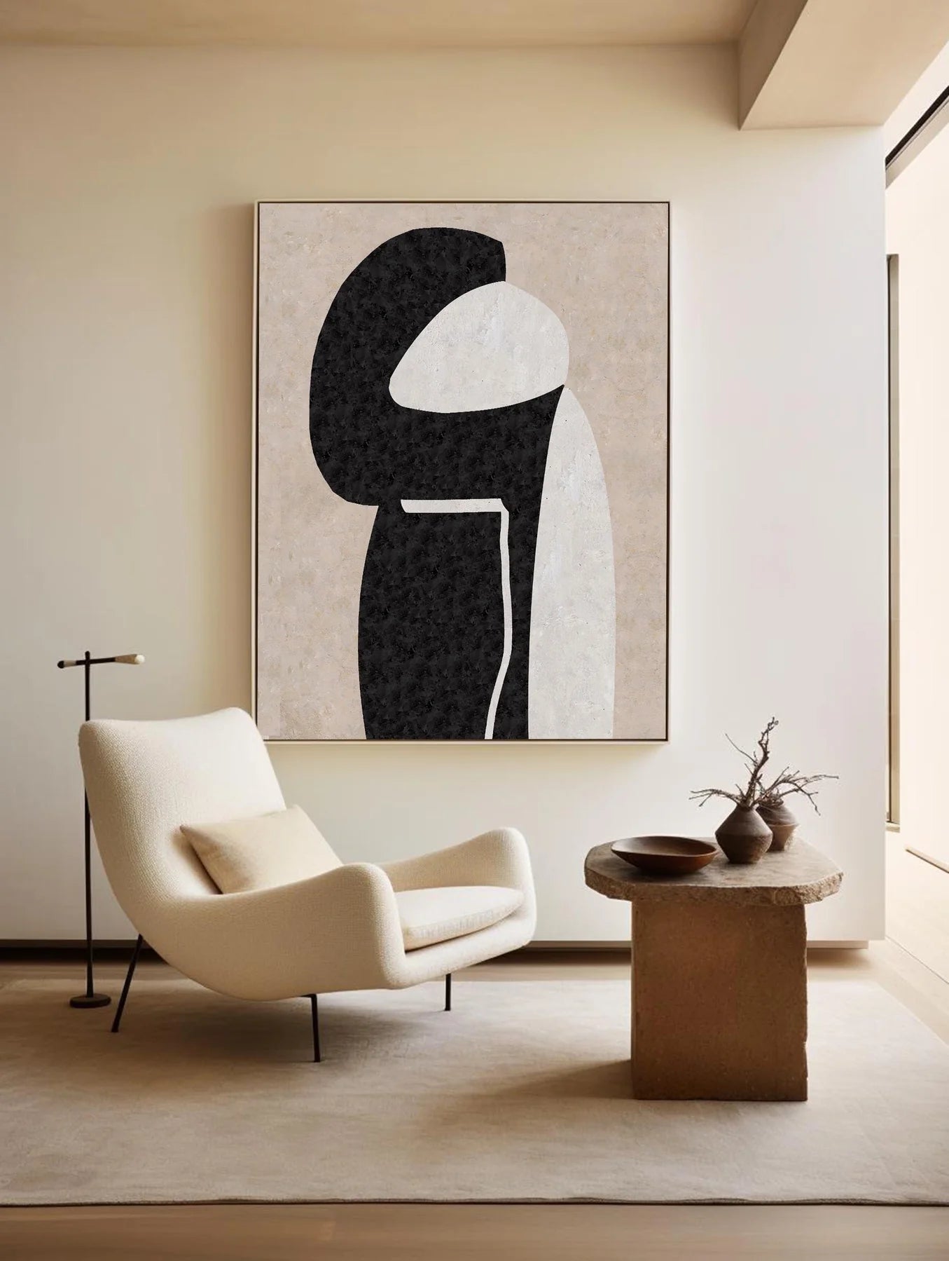 Large Beige Abstract Painting Beige Painting Texture Painting Brown Minimalist Painting Minimalist Art Beige Wall Art Mid Century Modern Art