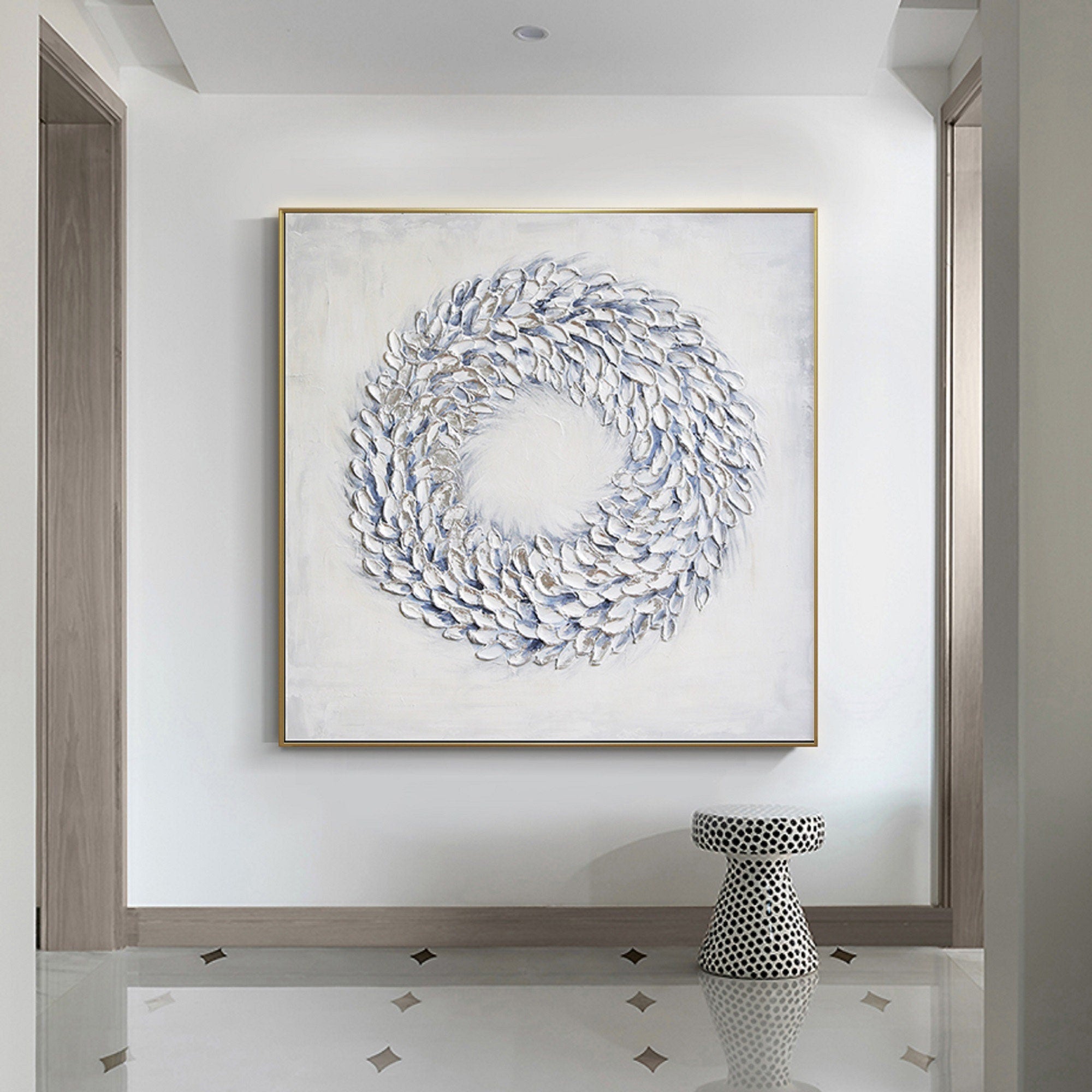 Wabi-sabi Art Minimalist Plaster Art White Abstract Texture Painting White Wall Decor Plaster Texture Wall Art Minimalist Art 3D Oil  Wall Art On Canvas