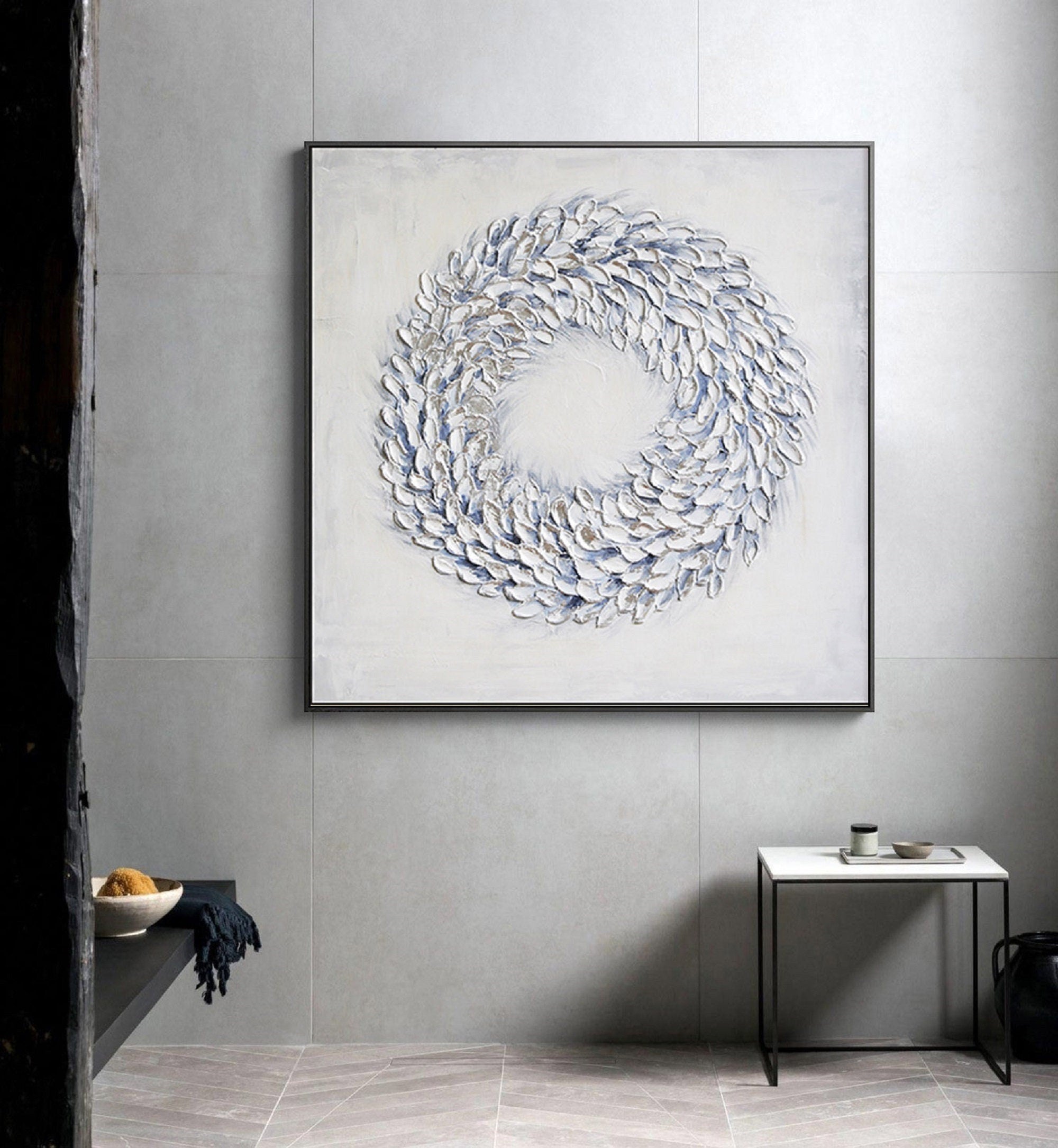 Wabi-sabi Art Minimalist Plaster Art White Abstract Texture Painting White Wall Decor Plaster Texture Wall Art Minimalist Art 3D Oil  Wall Art On Canvas