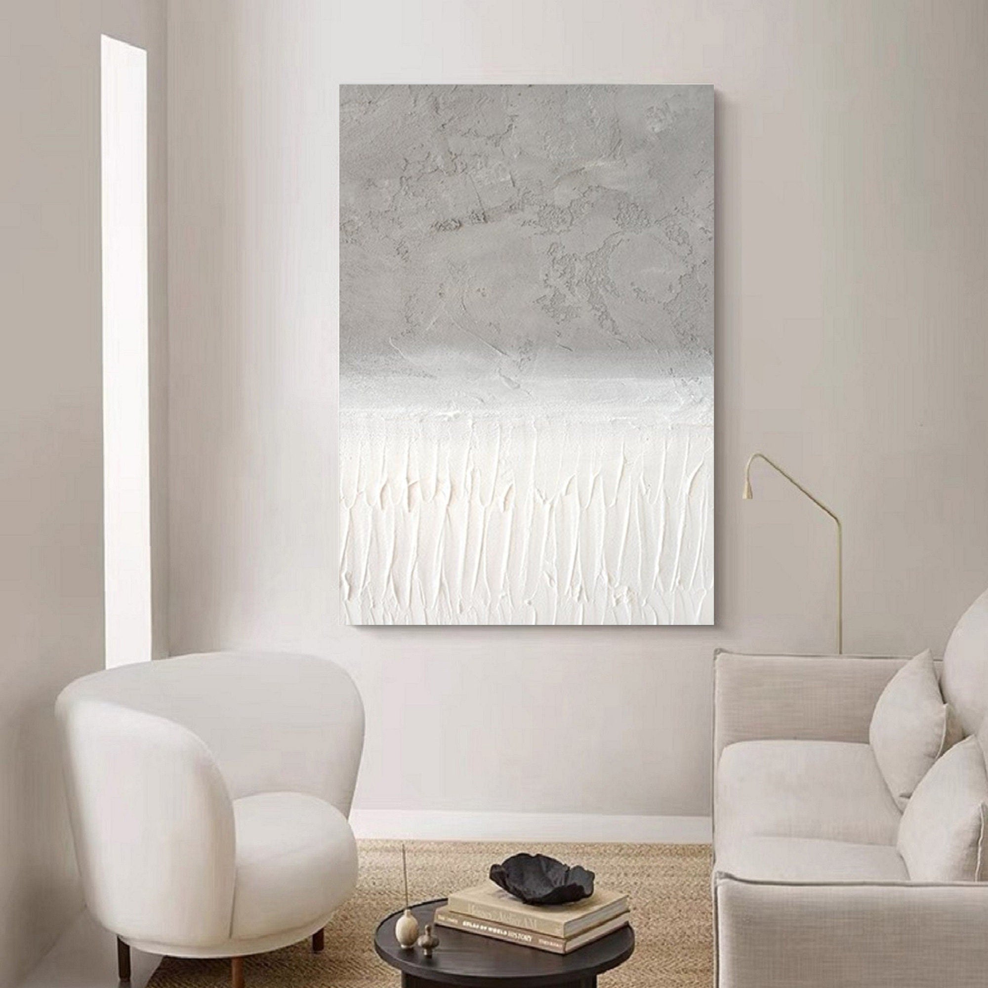 Wabi-sabi Art Grey Minimalist Plaster Art Grey Abstract Texture Painting Grey Wall Decor Plaster Texture Wall Art Minimalist Art Grey 3D Oil  Plaster Wall Art On Canvas