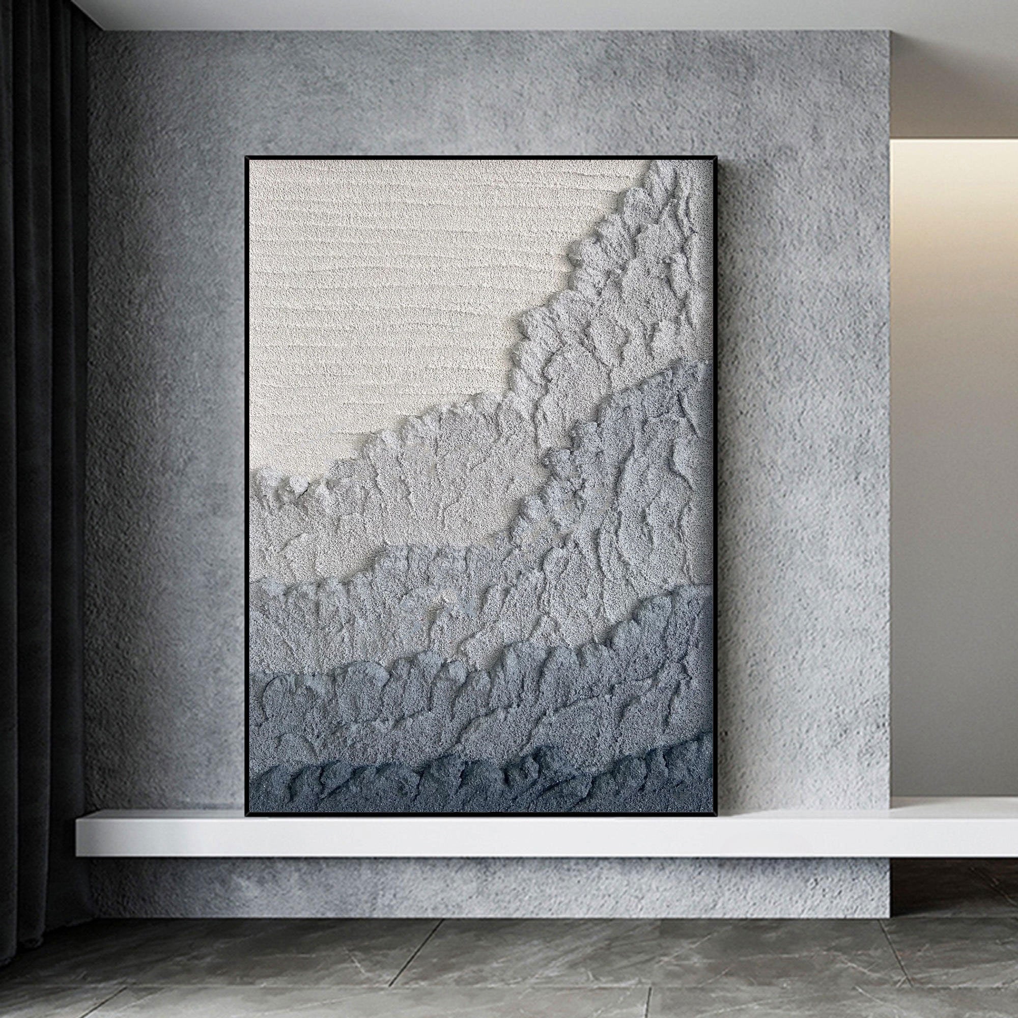 Extra Large Wall Art Abstract Blue Abstract Art beige Painting large Blue Painting Blue Wall Art minimalist Painting modern Textured Sea & Beach Painting 3D Oil Plaster Wall Art On Canvas