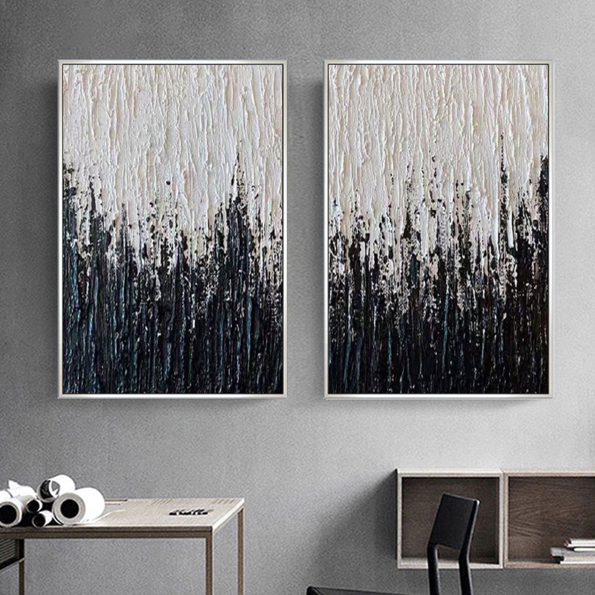 Wabi-sabi Art Black Minimalist Plaster Art White Texture Painting Abstract Wall Decor Plaster Texture Wall Art Minimalist Art  3D Oil Canvas Wall Art 