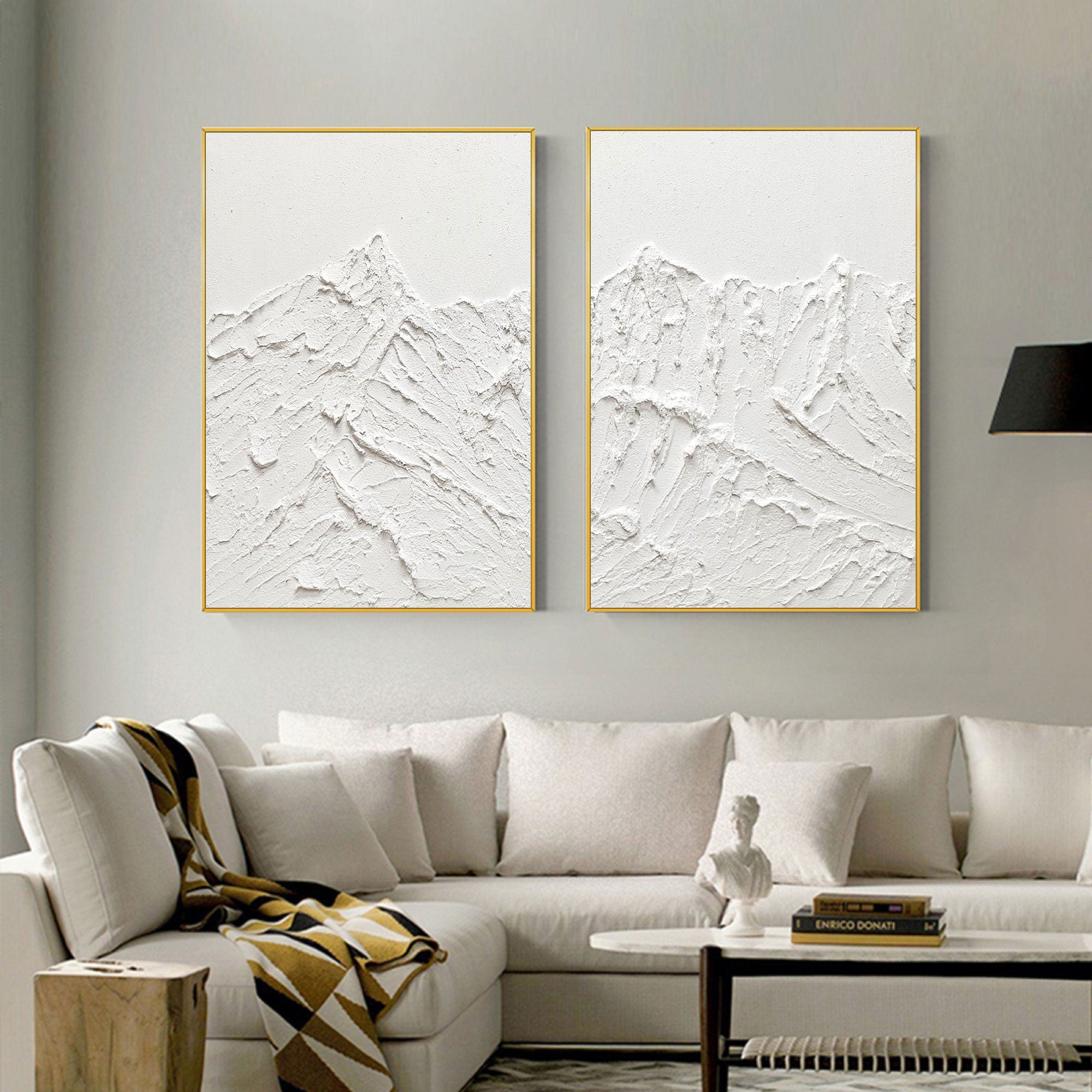 Wabi-sabi Art White Minimalist Plaster Art Texture Painting Abstract Wall Decor Plaster Texture Wall Art Minimalist Art  3D Oil Canvas Wall Art 