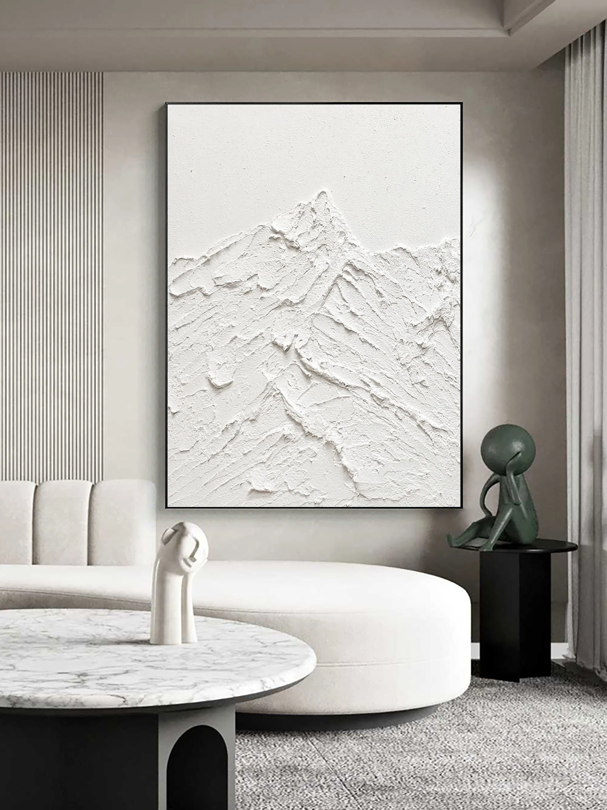 Large Original Abstract Painting Modern Minimalist Wall Art White Texture Painting Living Room Wall Art Minimalist Plaster Art  3D Oil  Wall Art On Canvas