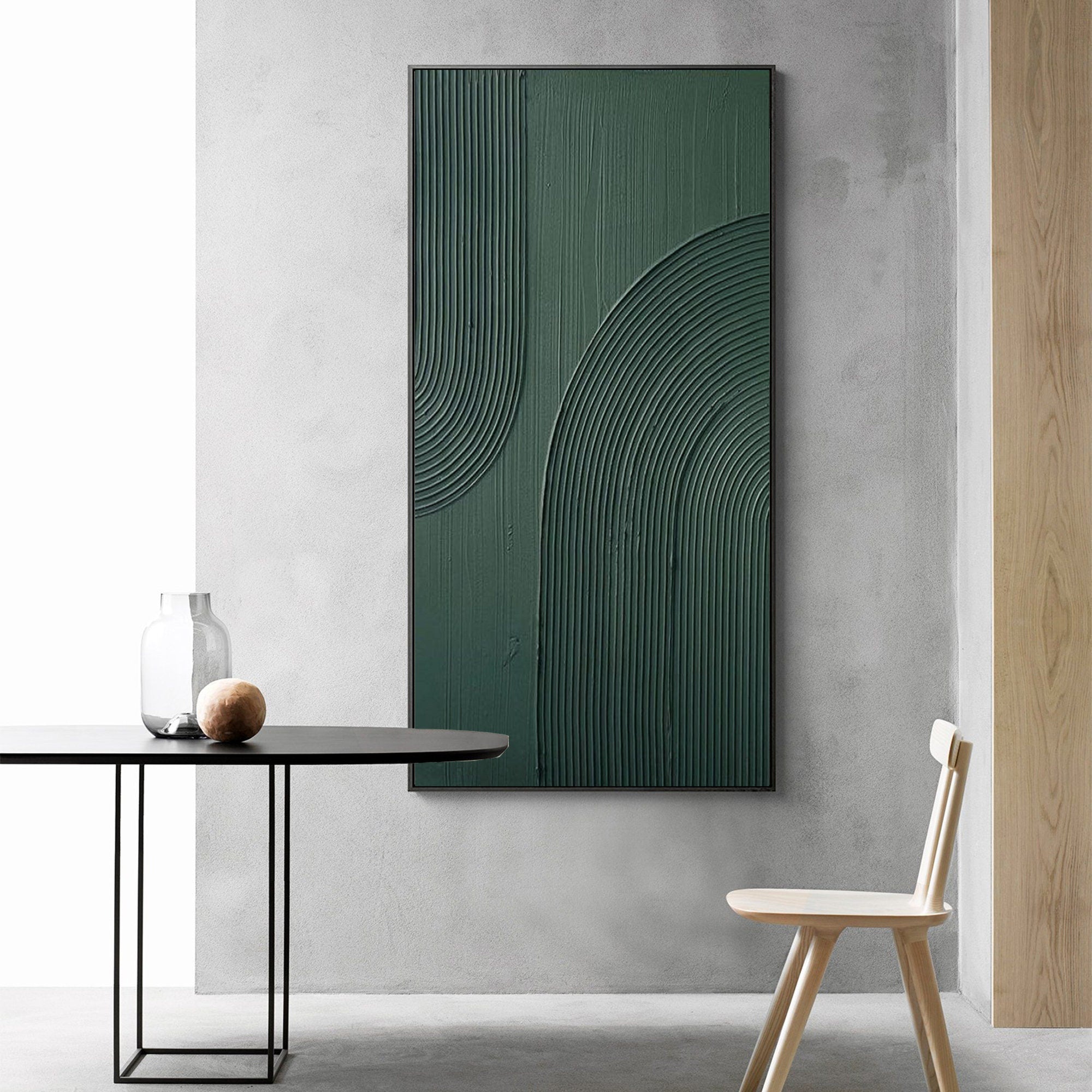 Wabi-sabi Art Green Minimalist Plaster Art Green Abstract Texture Painting Green Wall Decor Plaster Texture Wall Art Minimalist Art Brown 3D Oil  Plaster Wall Art On Canvas