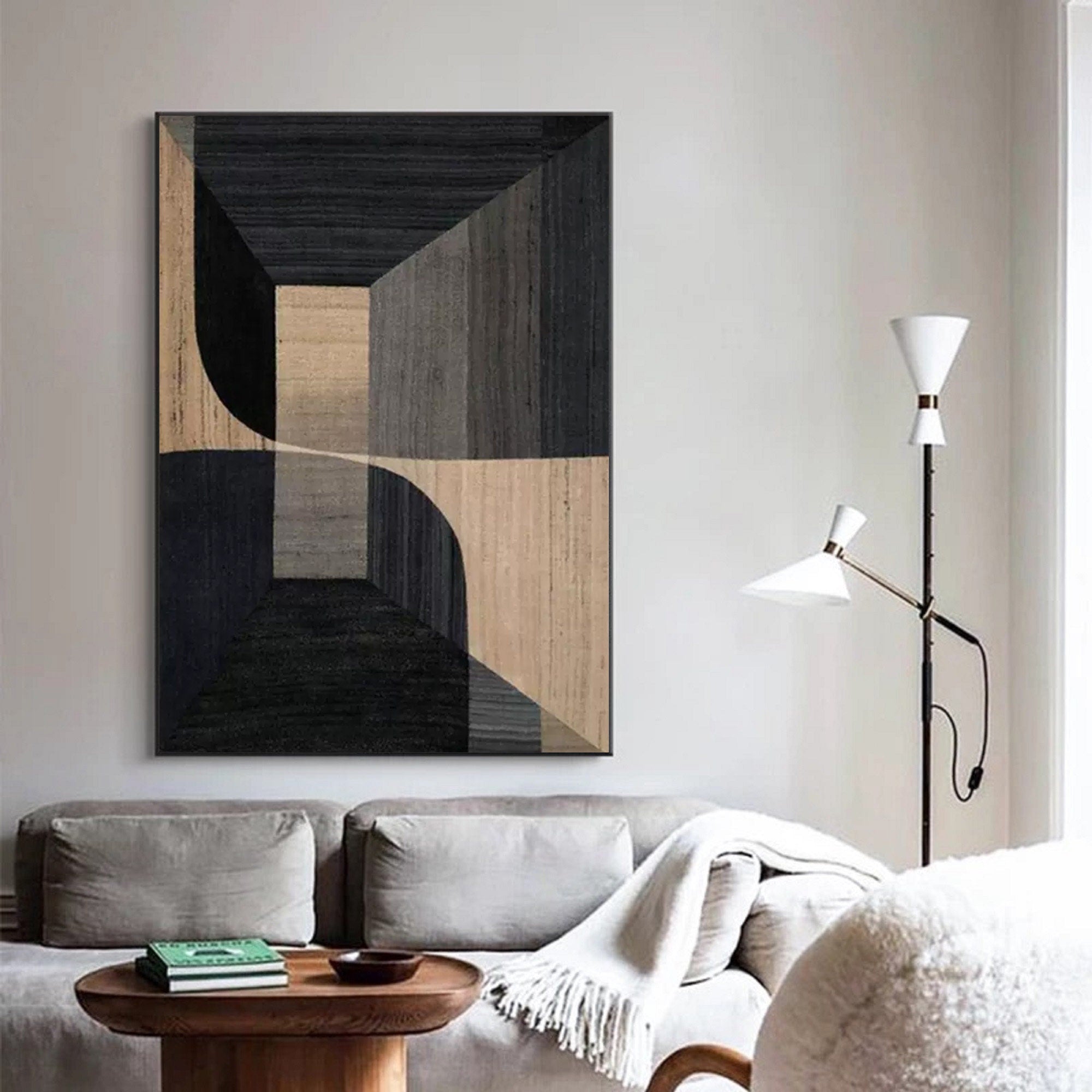 Wabi-sabi Art Brown Minimalist Plaster Art Black Abstract Texture Painting Beige Wall Decor Plaster Texture Wall Art Minimalist Art Brown 3D Oil  Plaster Wall Art On Canvas