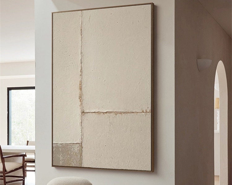 Wabi-sabi Art Brown Minimalist Plaster Art Beige Abstract Texture Painting Beige Wall Decor Plaster Texture Wall Art Minimalist Art Brown 3D Oil  Plaster Wall Art On Canvas