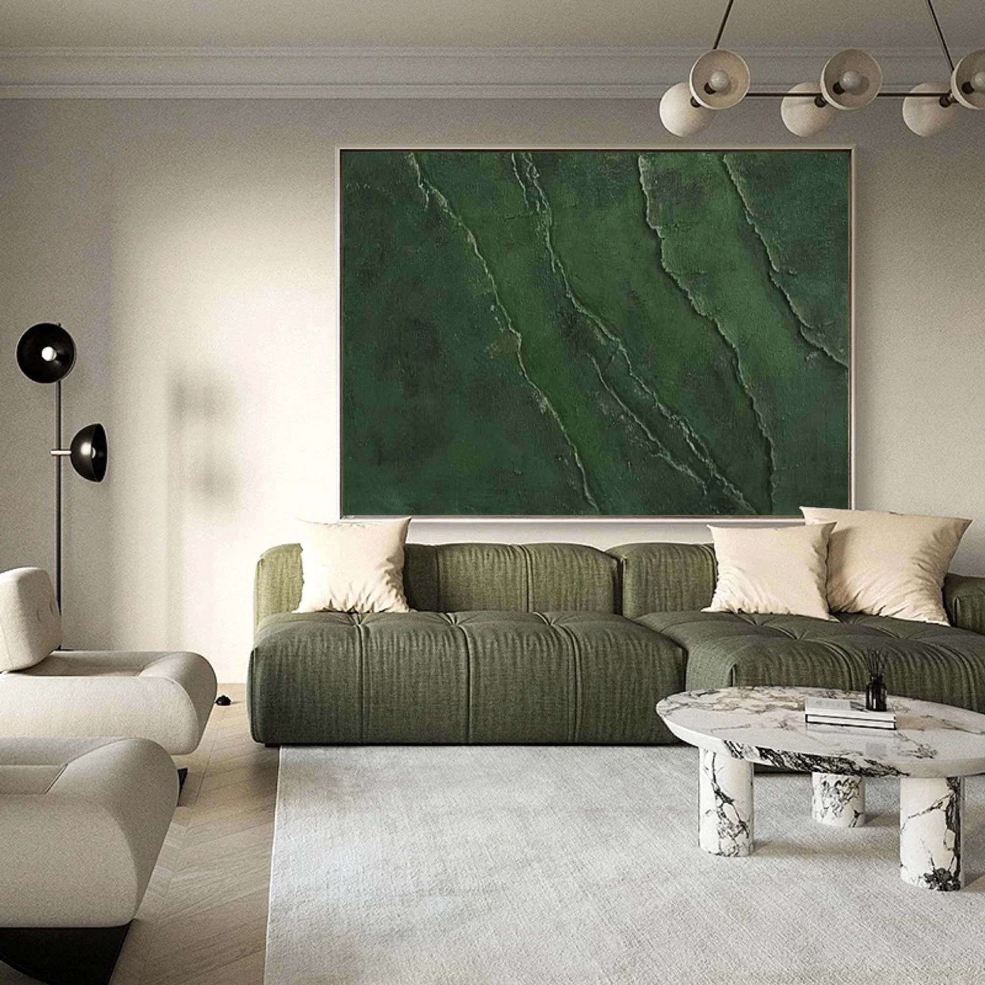 Wabi-sabi Art Green Minimalist Plaster Art Green Texture Painting Green Wall Decor Plaster Texture Wall Art Minimalist Art  3D Oil Canvas Wall Art 