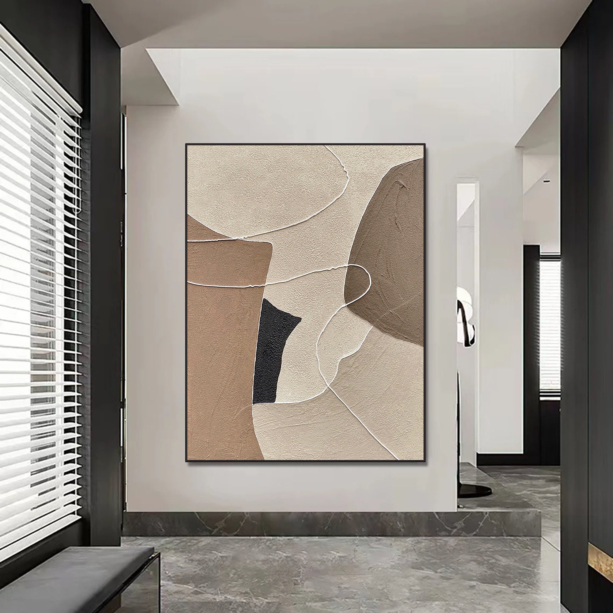 Wabi-sabi Art Brown Minimalist Plaster Art Beige Abstract Texture Painting Beige Wall Decor Plaster Texture Wall Art Minimalist Art Brown 3D Oil  Plaster Wall Art On Canvas