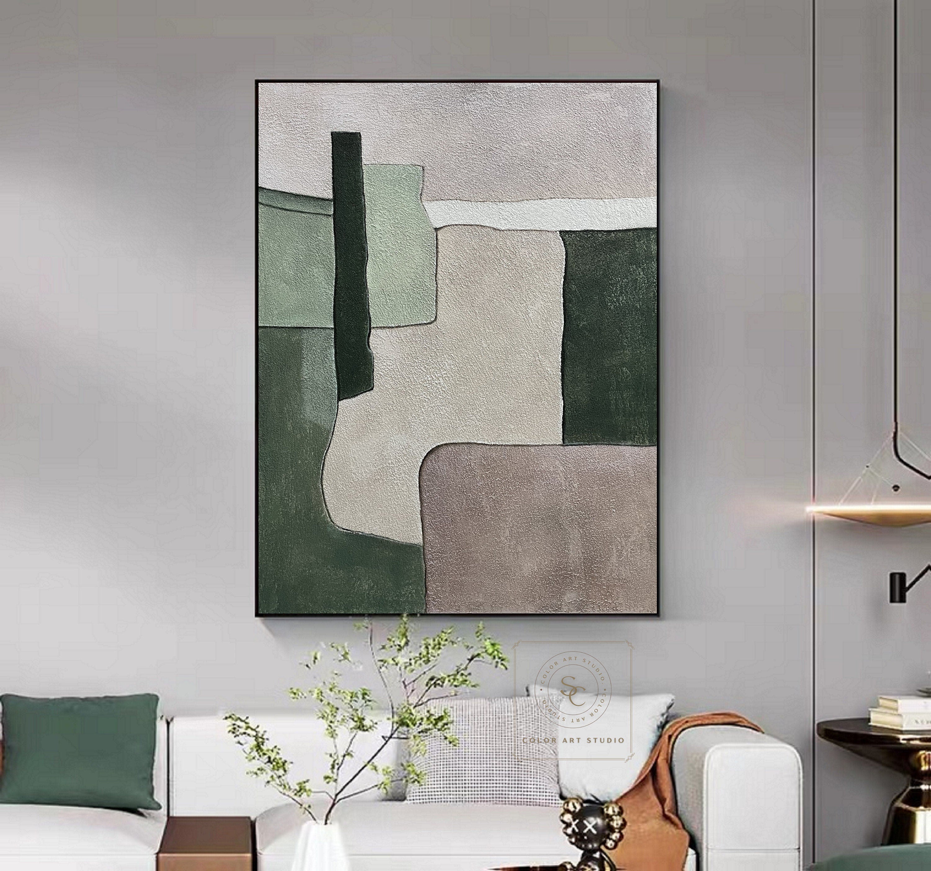 Large Green Abstract Painting Green Painting Texture Painting Green Minimalist Painting Minimalist Art Green Plaster Wall Art Mid Century 3D Oil Plaster Painting On Canvas colorful Painting Colorful Wall Art  original Boho Texture Painting minimalist Art neutral Abstract Painting