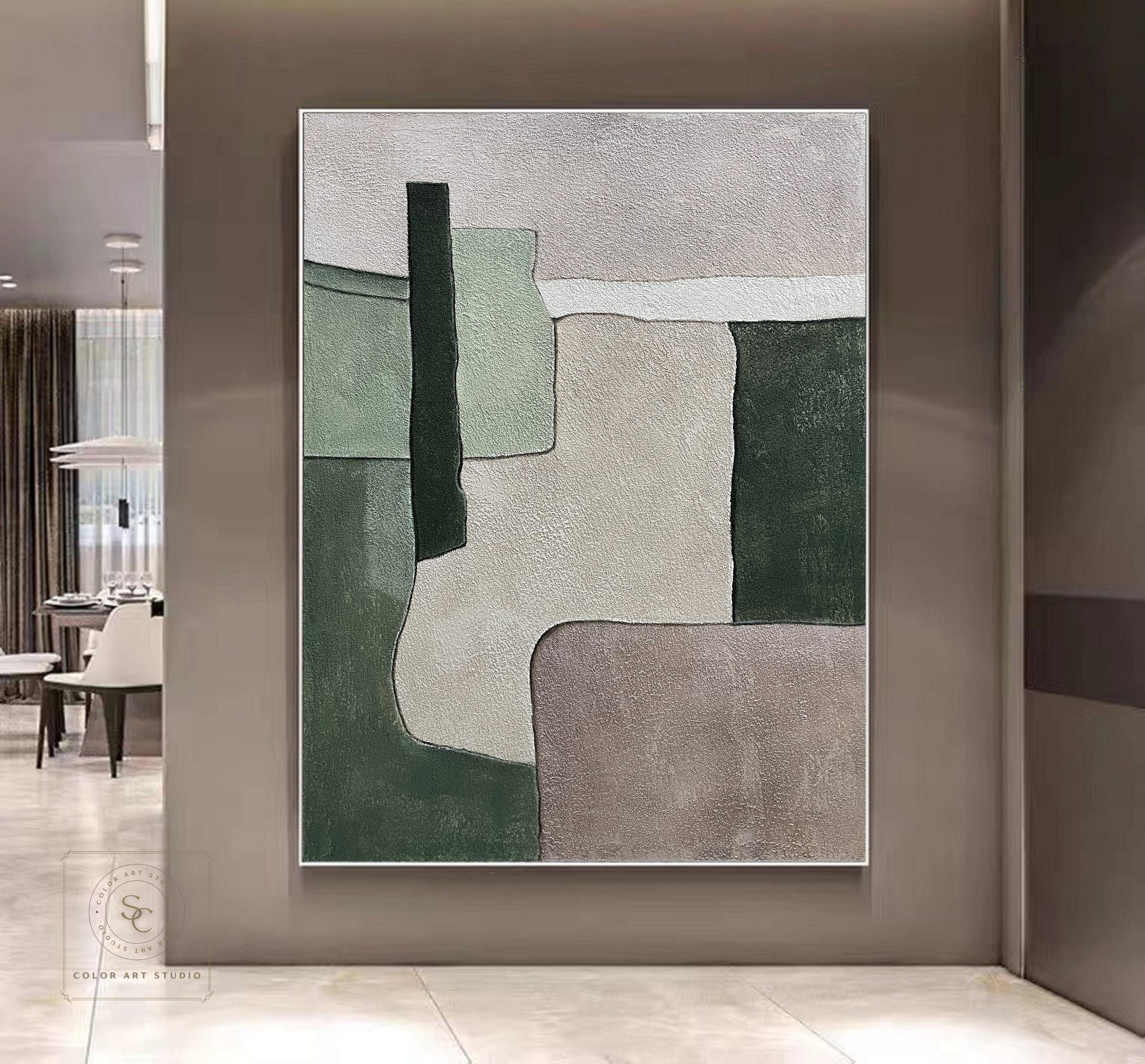 Large Green Abstract Painting Green Painting Texture Painting Green Minimalist Painting Minimalist Art Green Plaster Wall Art Mid Century 3D Oil Plaster Painting On Canvas colorful Painting Colorful Wall Art  original Boho Texture Painting minimalist Art neutral Abstract Painting