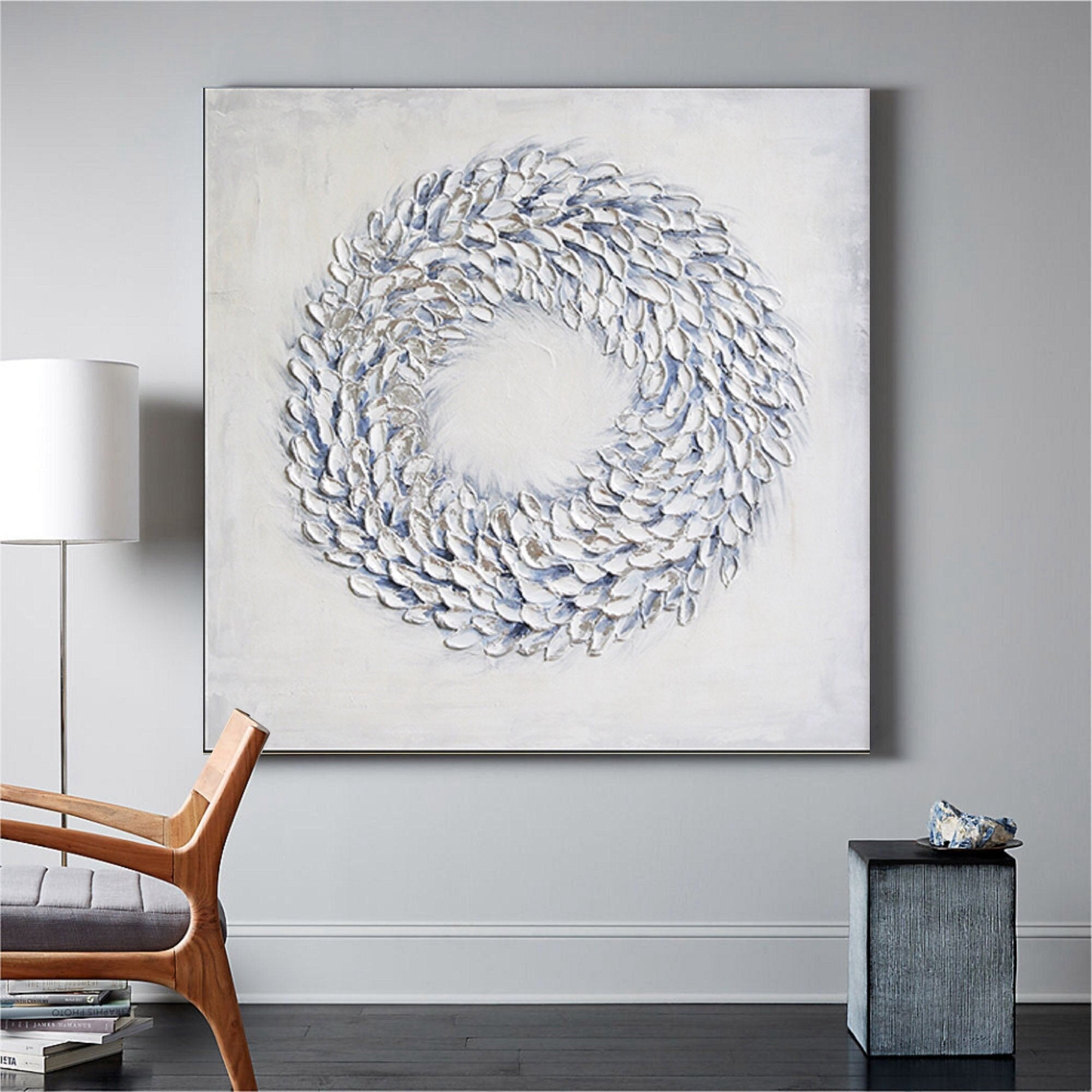 Wabi-sabi Art Minimalist Plaster Art White Abstract Texture Painting White Wall Decor Plaster Texture Wall Art Minimalist Art 3D Oil  Wall Art On Canvas