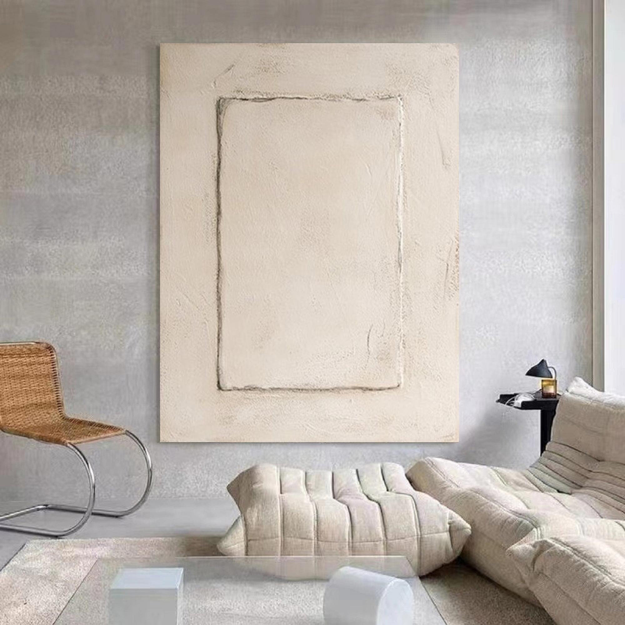 Wabi-sabi Art Brown Minimalist Plaster Art Beige Abstract Texture Painting Beige Wall Decor Plaster Texture Wall Art Minimalist Art Brown 3D Oil  Plaster Wall Art On Canvas