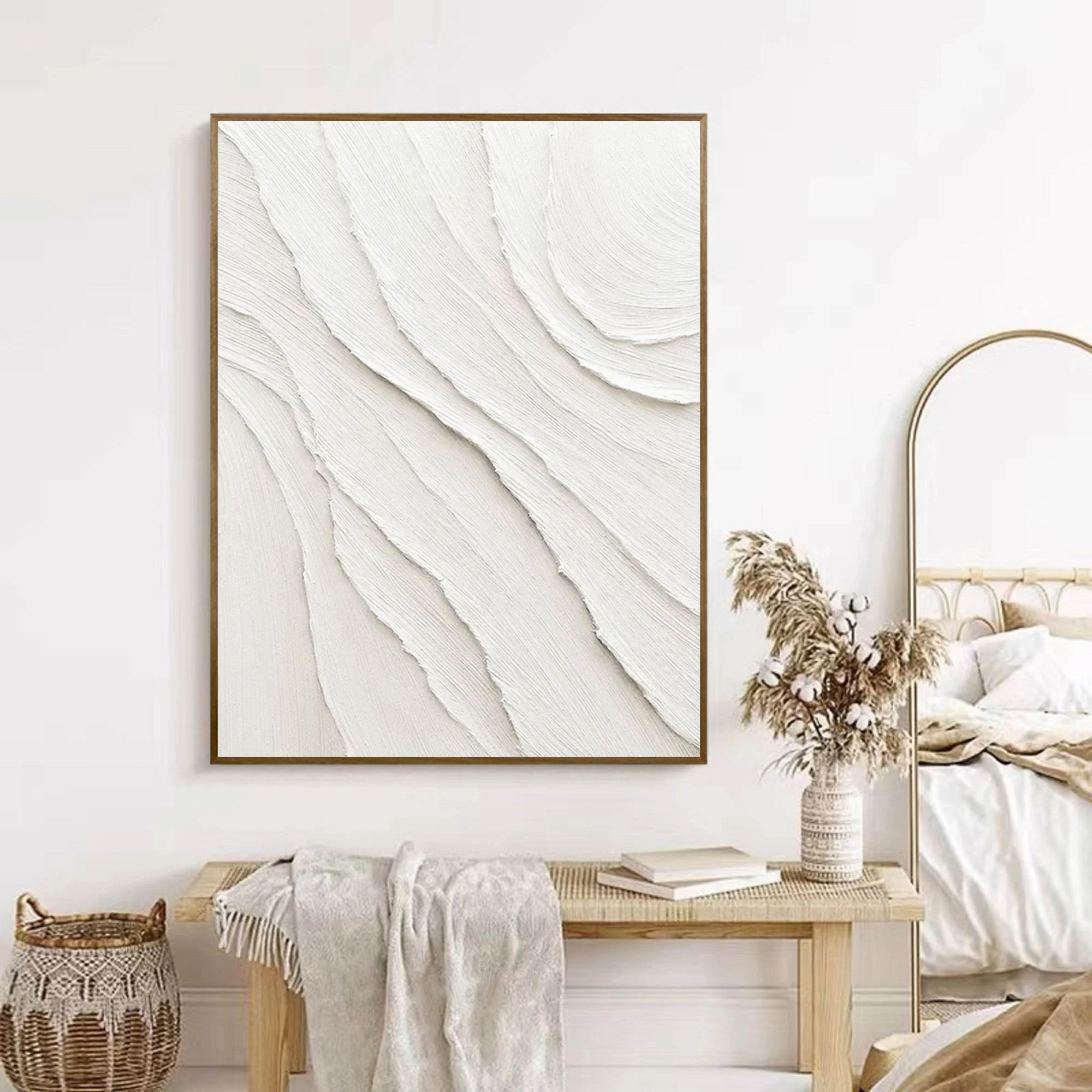 Wabi-sabi Art Minimalist Plaster Art Beige Abstract Texture Painting Beige Wall Decor Plaster Texture Wall Art Minimalist Art Brown 3D Oil  Wall Art On Canvas