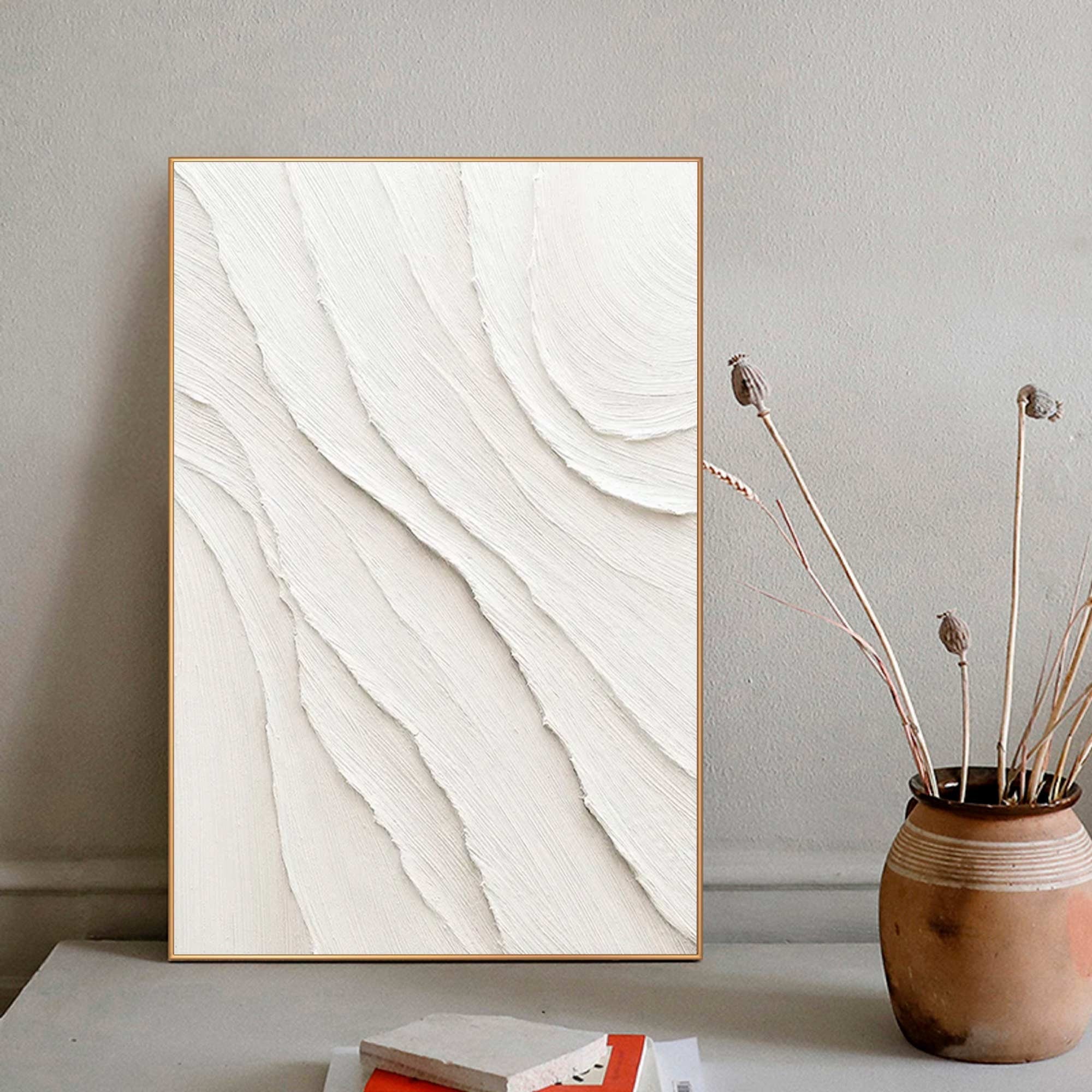 Wabi-sabi Art Minimalist Plaster Art Beige Abstract Texture Painting Beige Wall Decor Plaster Texture Wall Art Minimalist Art Brown 3D Oil  Wall Art On Canvas