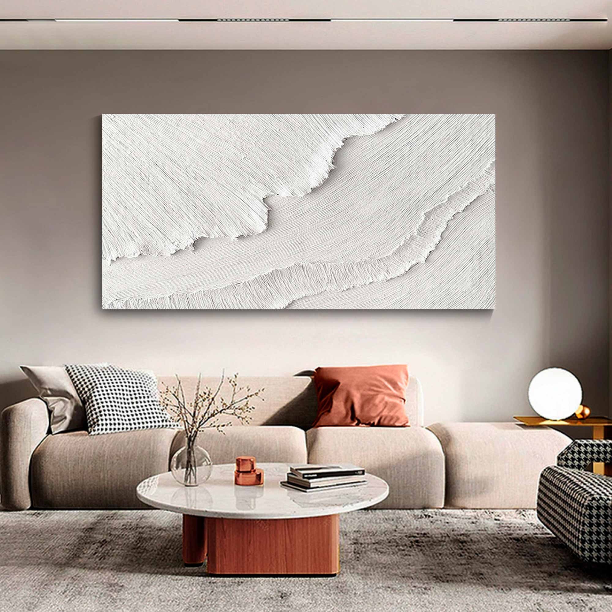 Wabi-sabi Art Minimalist Plaster Art White Abstract Texture Painting White Wall Decor Plaster Texture Wall Art Minimalist Art 3D Oil  Wall Art On Canvas