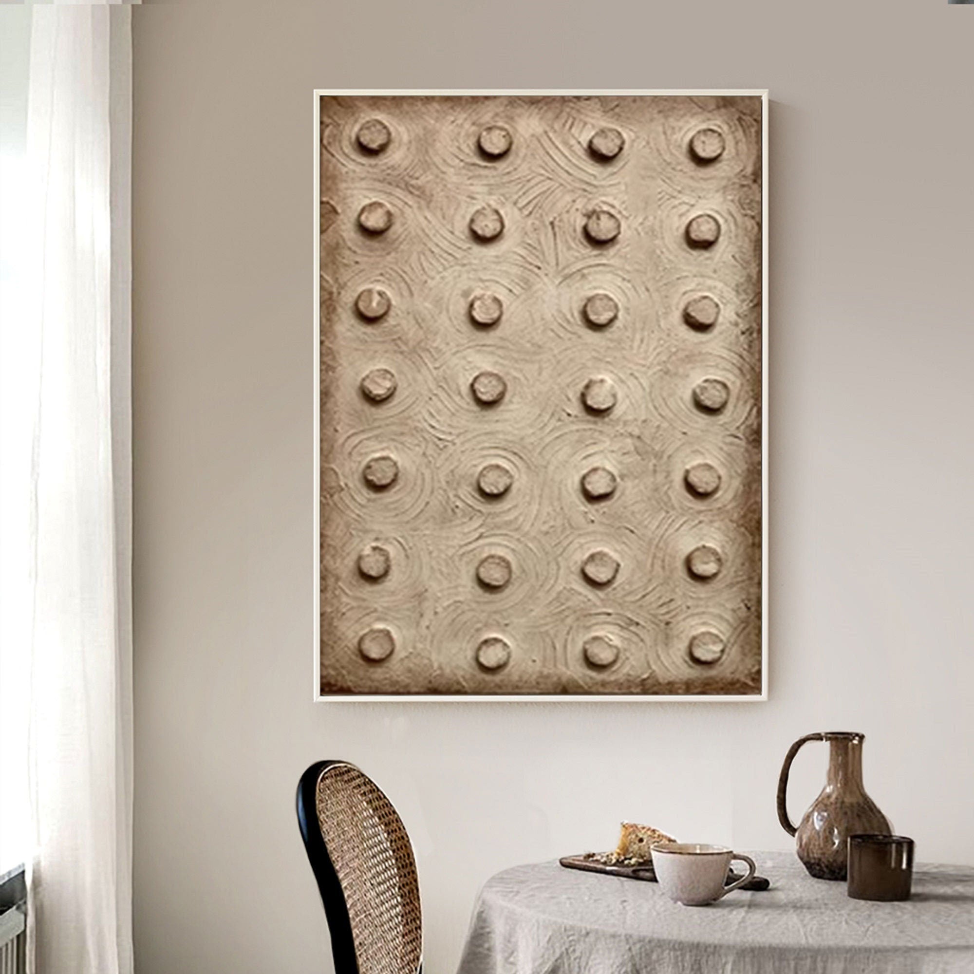 Wabi-sabi Art Brown Minimalist Plaster Art Beige Abstract Texture Painting Beige Wall Decor Plaster Texture Wall Art Minimalist Art Brown 3D Oil  Plaster Wall Art On Canvas